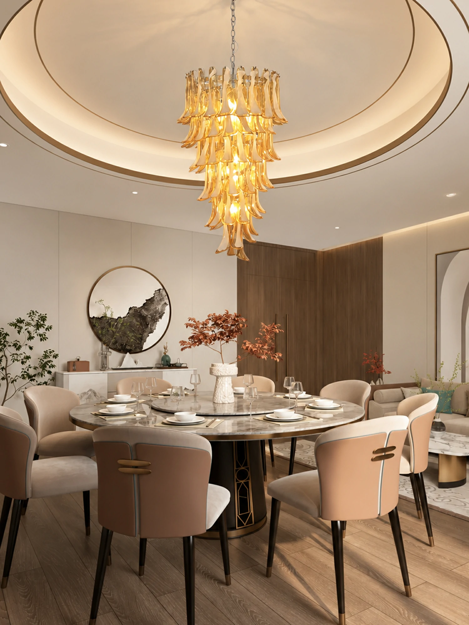 Glass Petals Spiral Chandelier - Image 4