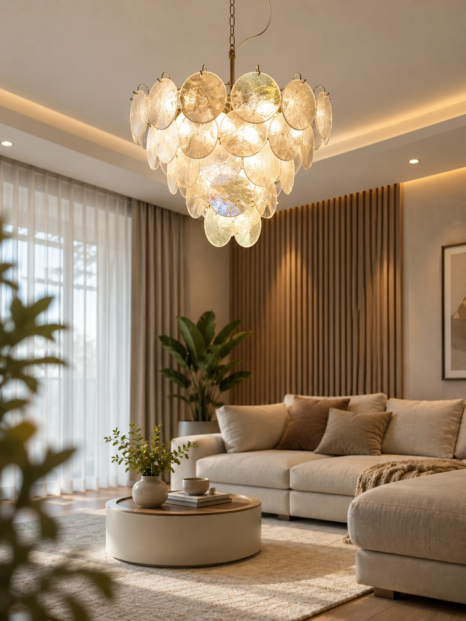 Glass Disc Iridescent Chandelier - Image 6