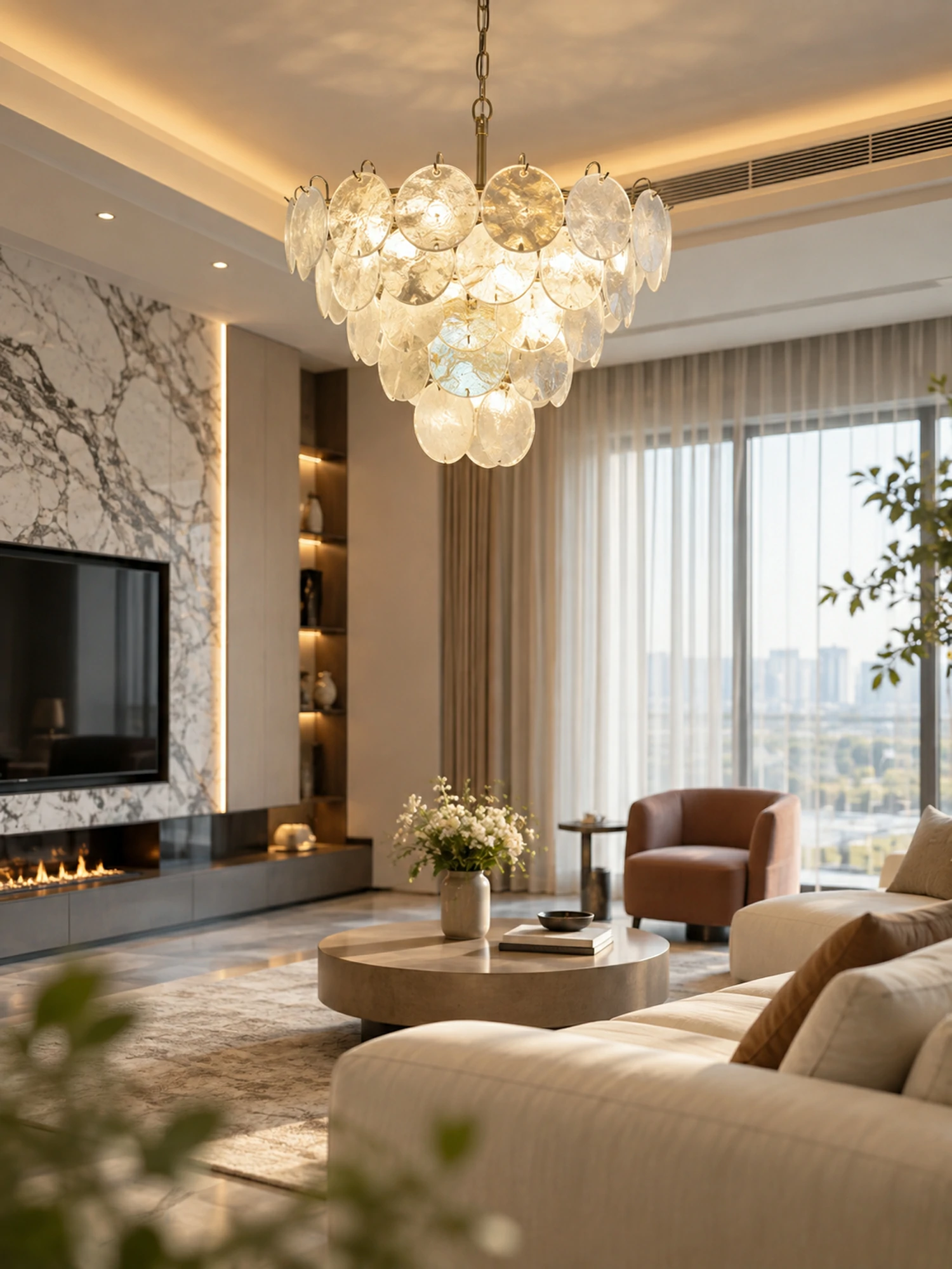 Glass Disc Iridescent Chandelier - Image 7