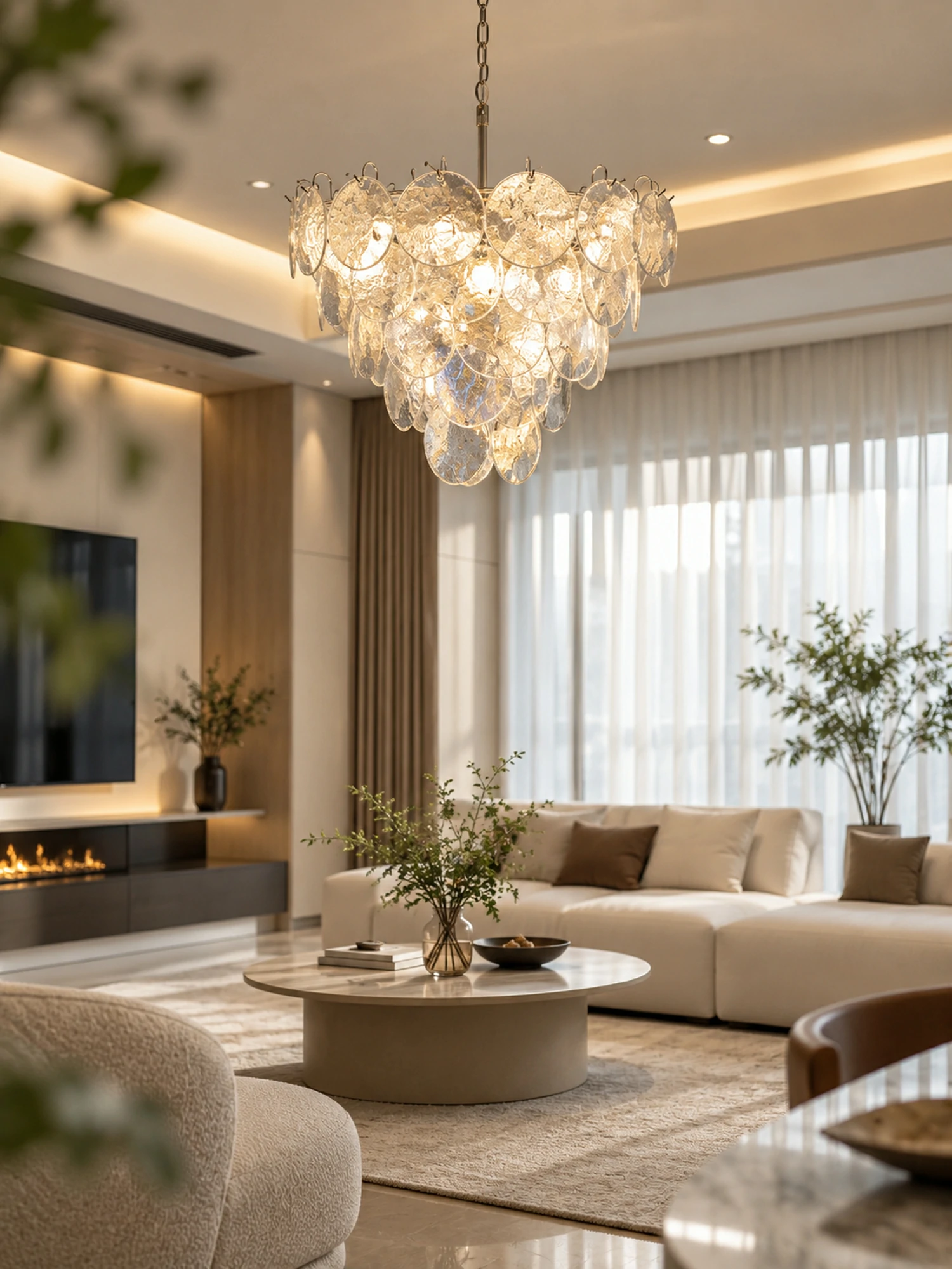Glass Disc Iridescent Chandelier - Image 8
