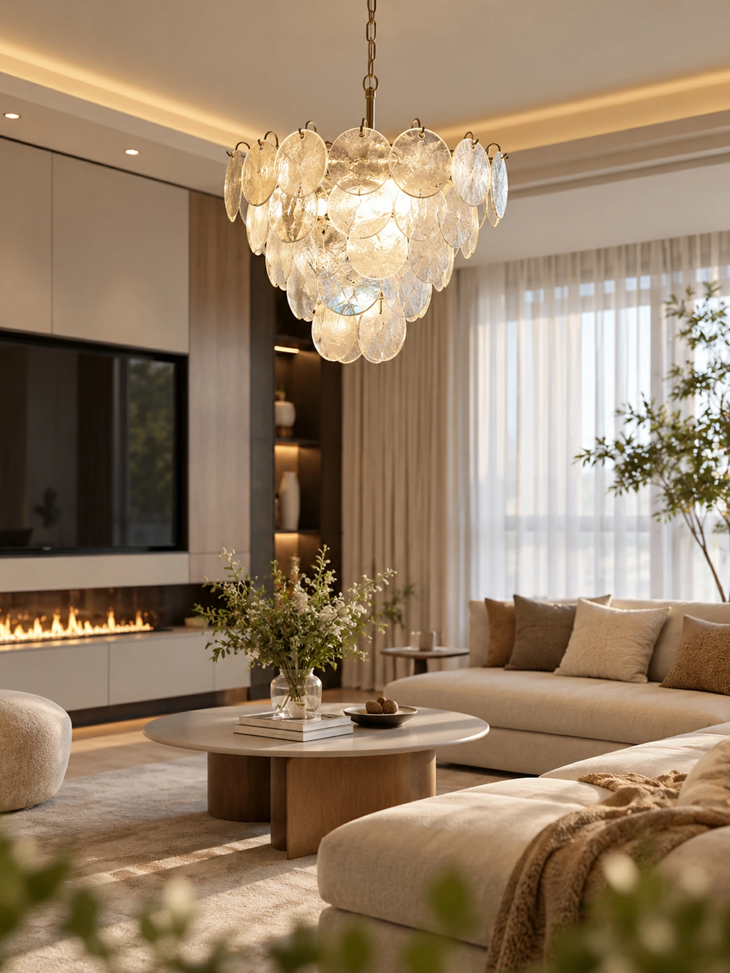 Glass Disc Iridescent Chandelier - Image 2
