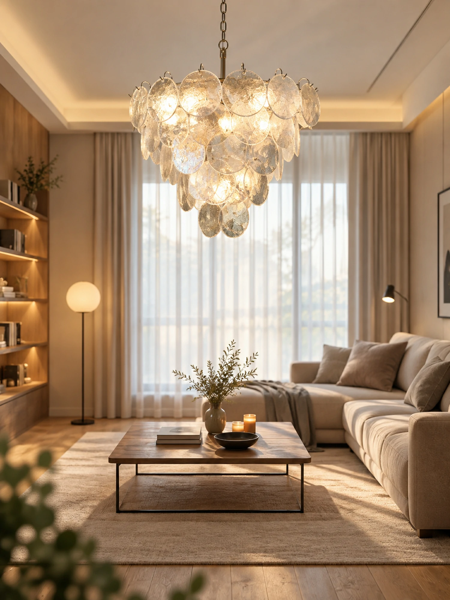 Glass Disc Iridescent Chandelier - Image 4