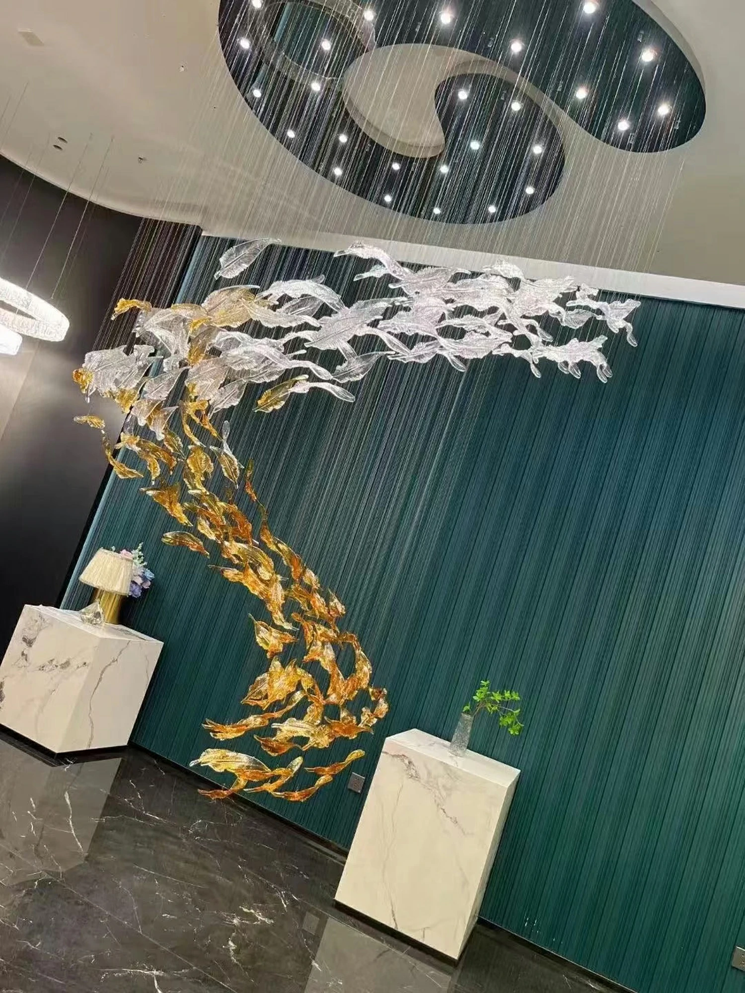 Glass Feathers Flying Chandelier - Image 9