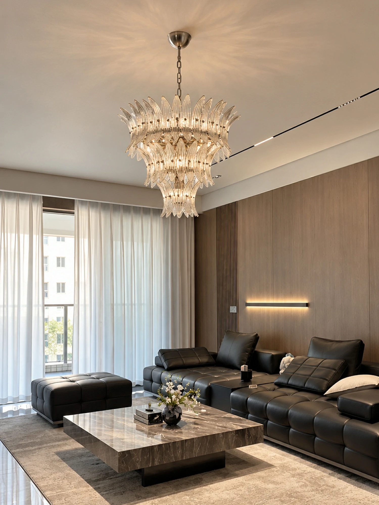 Glass Palmette Chandelier - Image 2
