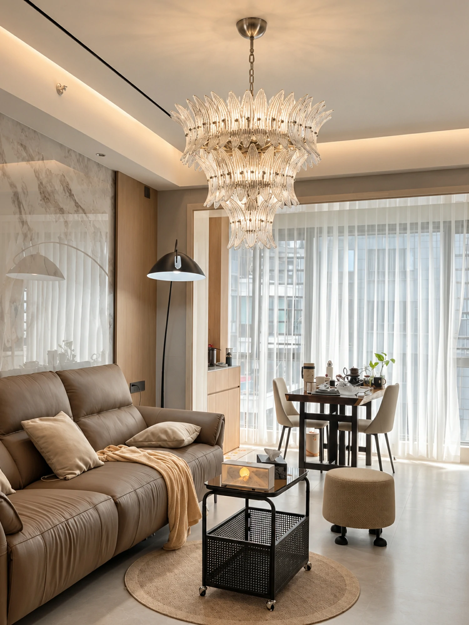 Glass Palmette Chandelier - Image 4