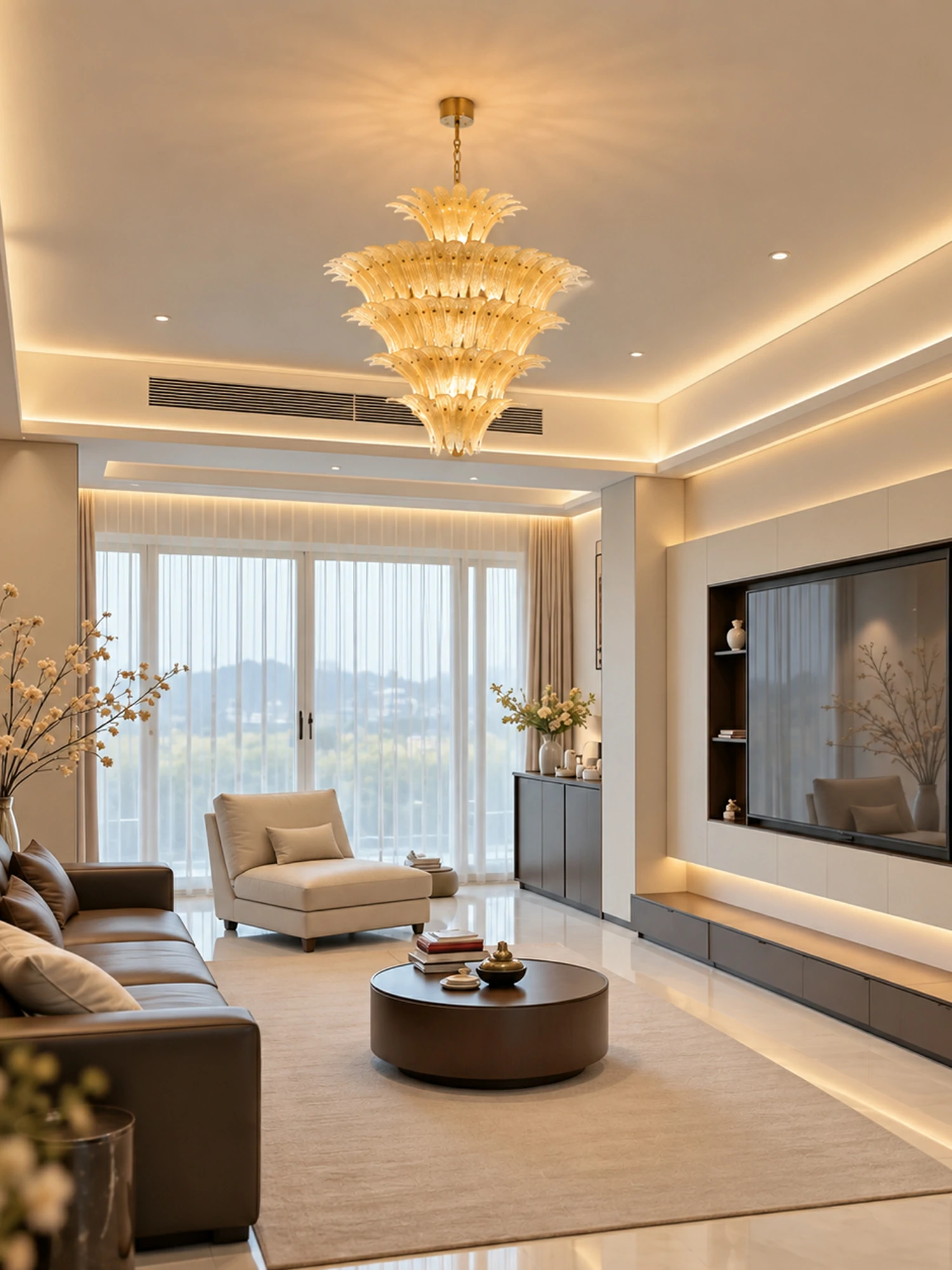 Glass Palmette Chandelier - Image 5