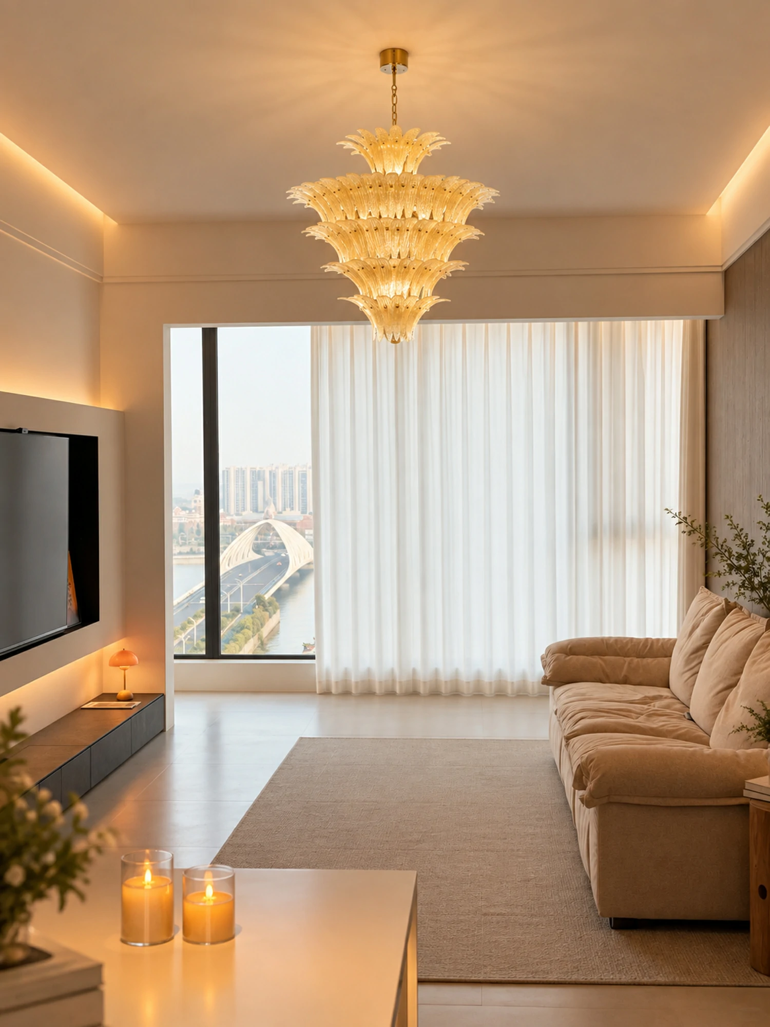 Glass Palmette Chandelier - Image 6