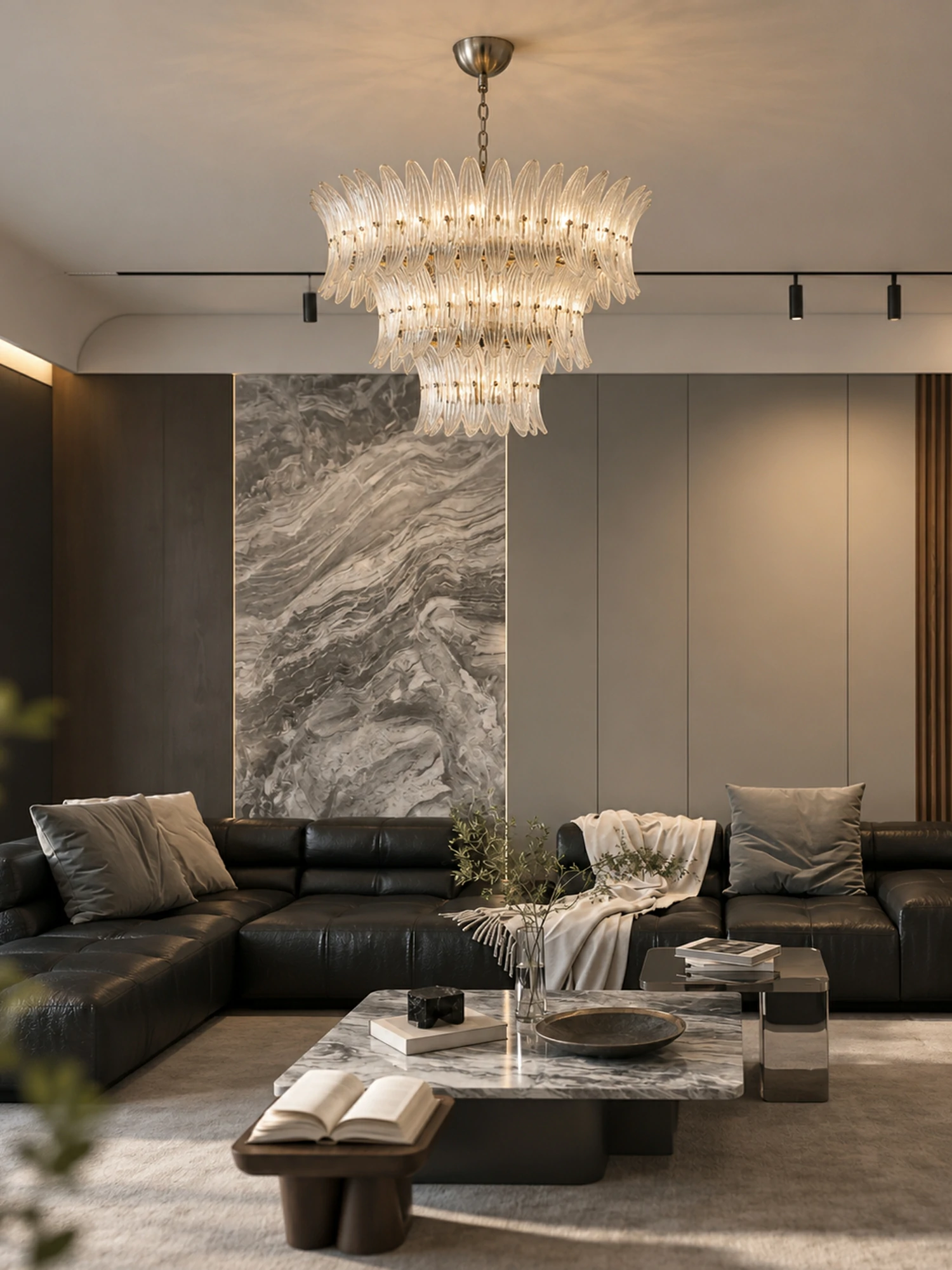 Glass Palmette Chandelier - Image 7