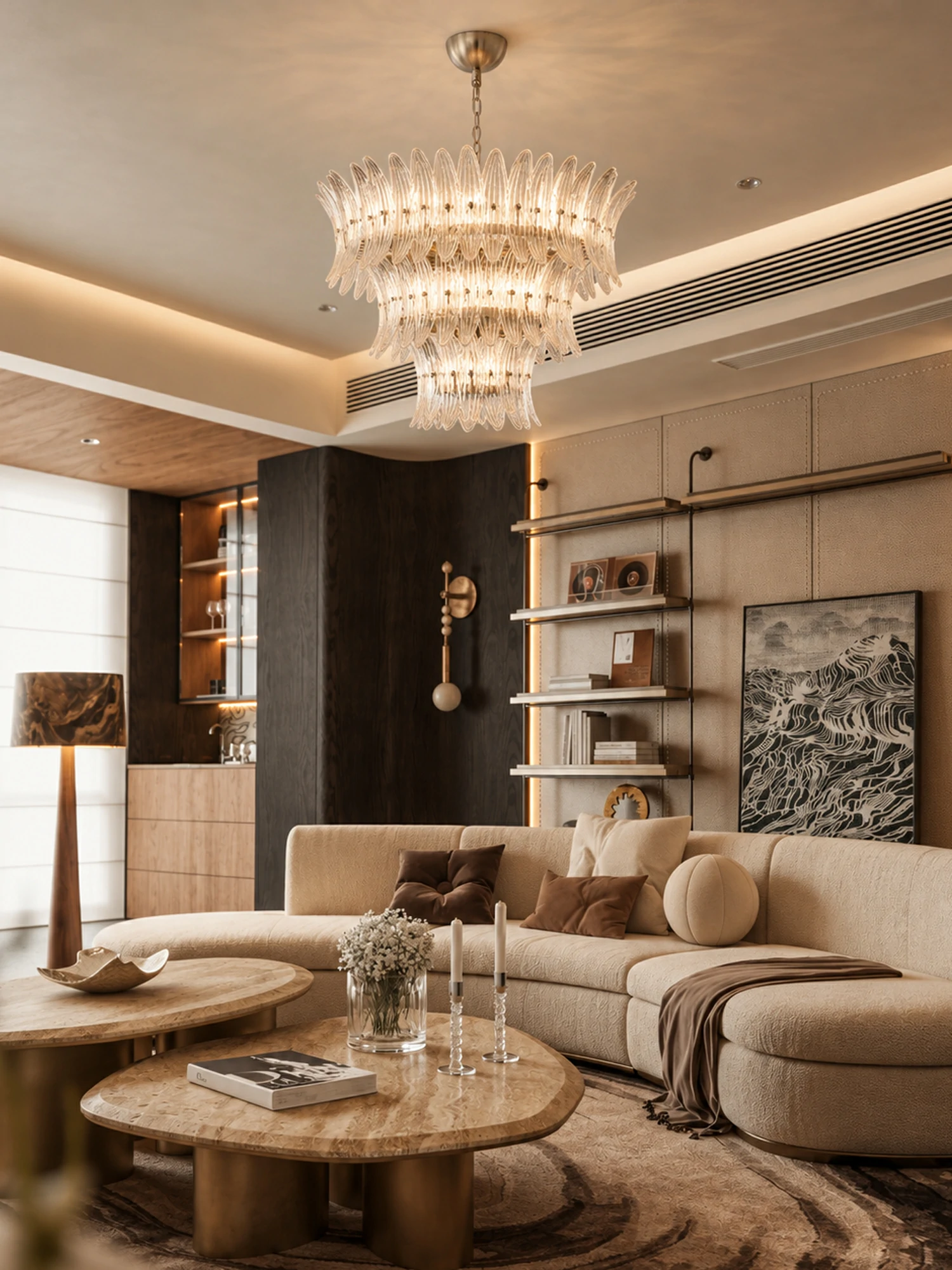 Glass Palmette Chandelier - Image 8
