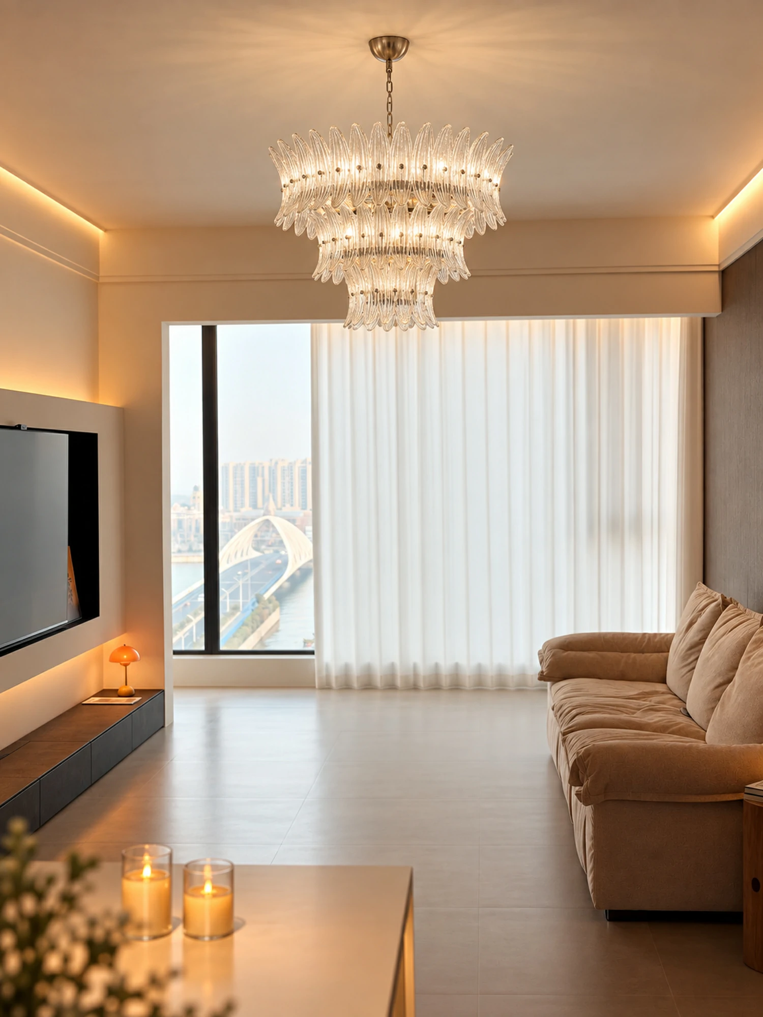 Glass Palmette Chandelier - Image 9