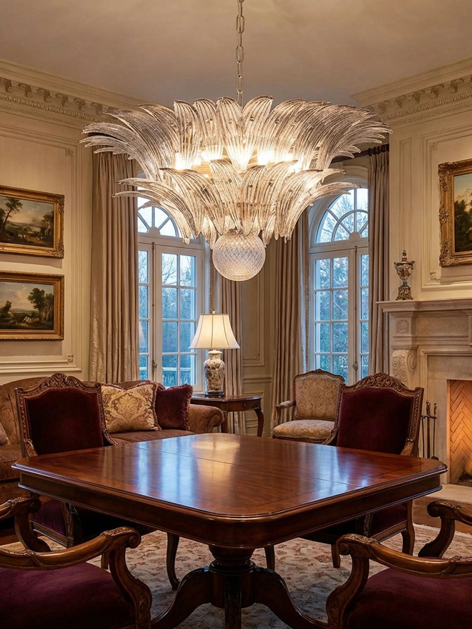 Glass Palmette Transparent Chandelier - Image 7