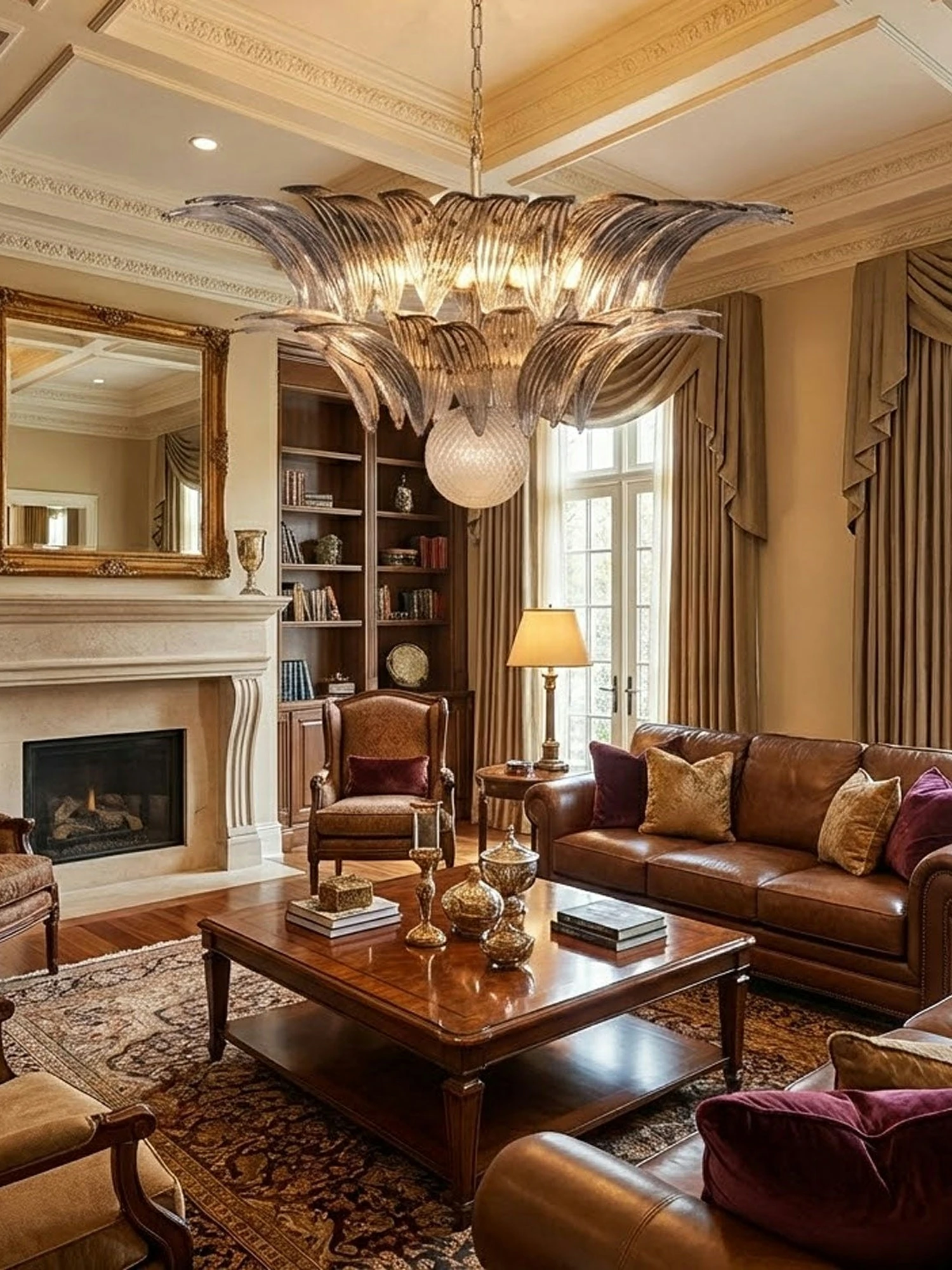 Glass Palmette Transparent Chandelier - Image 6