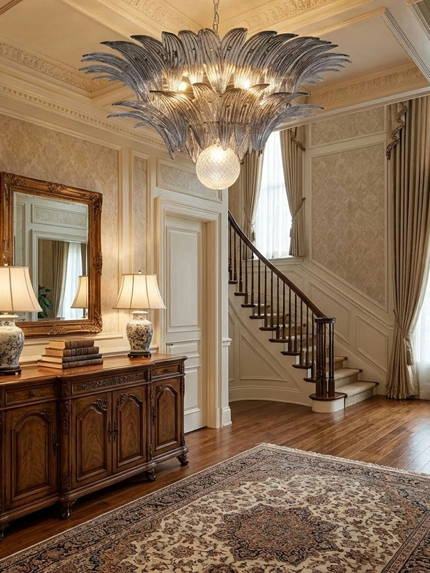 Glass Palmette Transparent Chandelier - Image 11