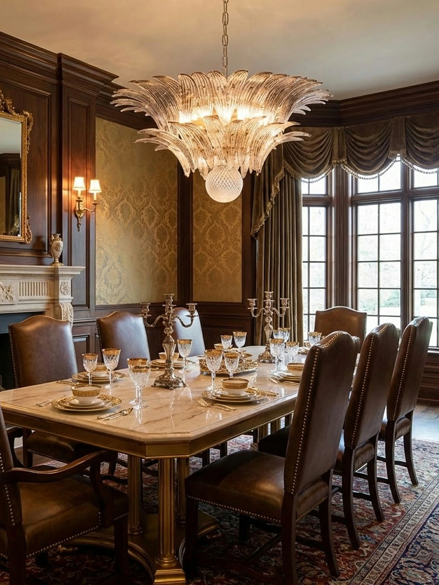 Glass Palmette Transparent Chandelier - Image 2