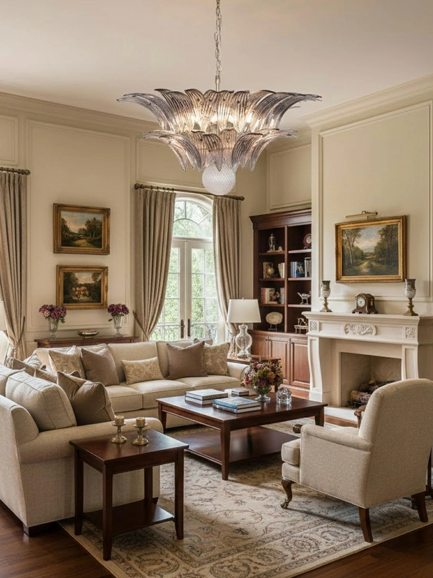 Glass Palmette Transparent Chandelier - Image 4