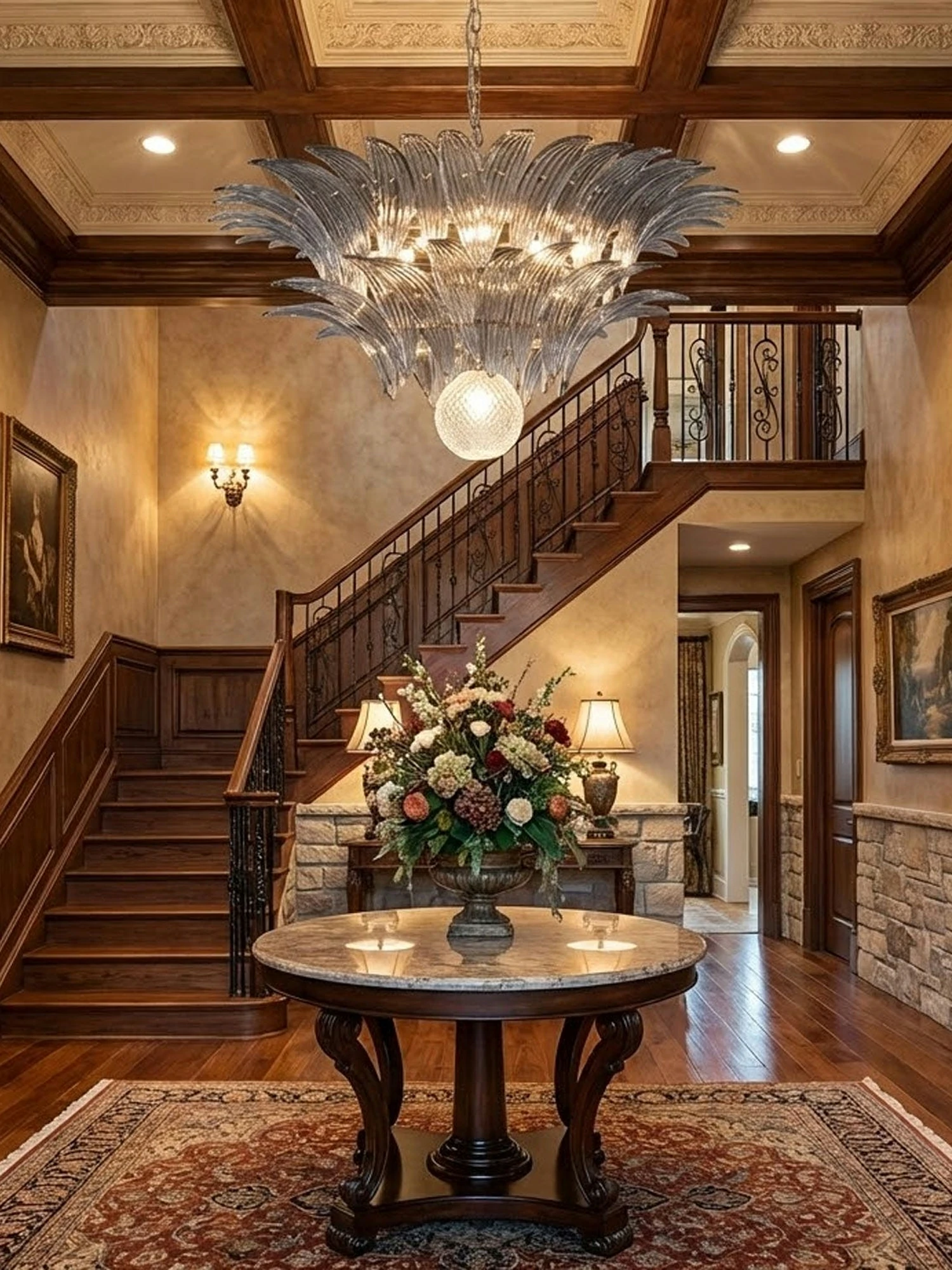 Glass Palmette Transparent Chandelier - Image 5