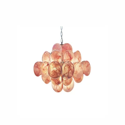 Glass Pink Disc Chandelier