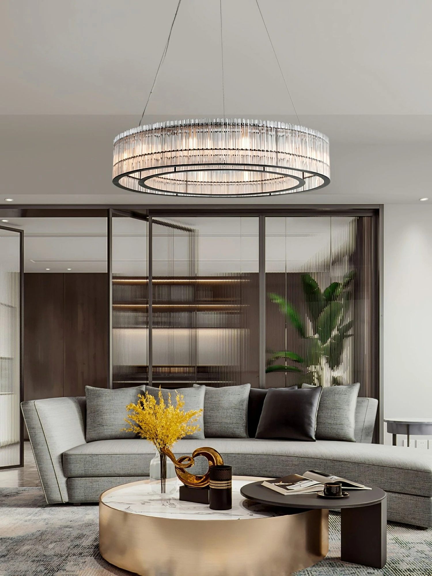 Glass Tube Ring Chandelier - Image 2