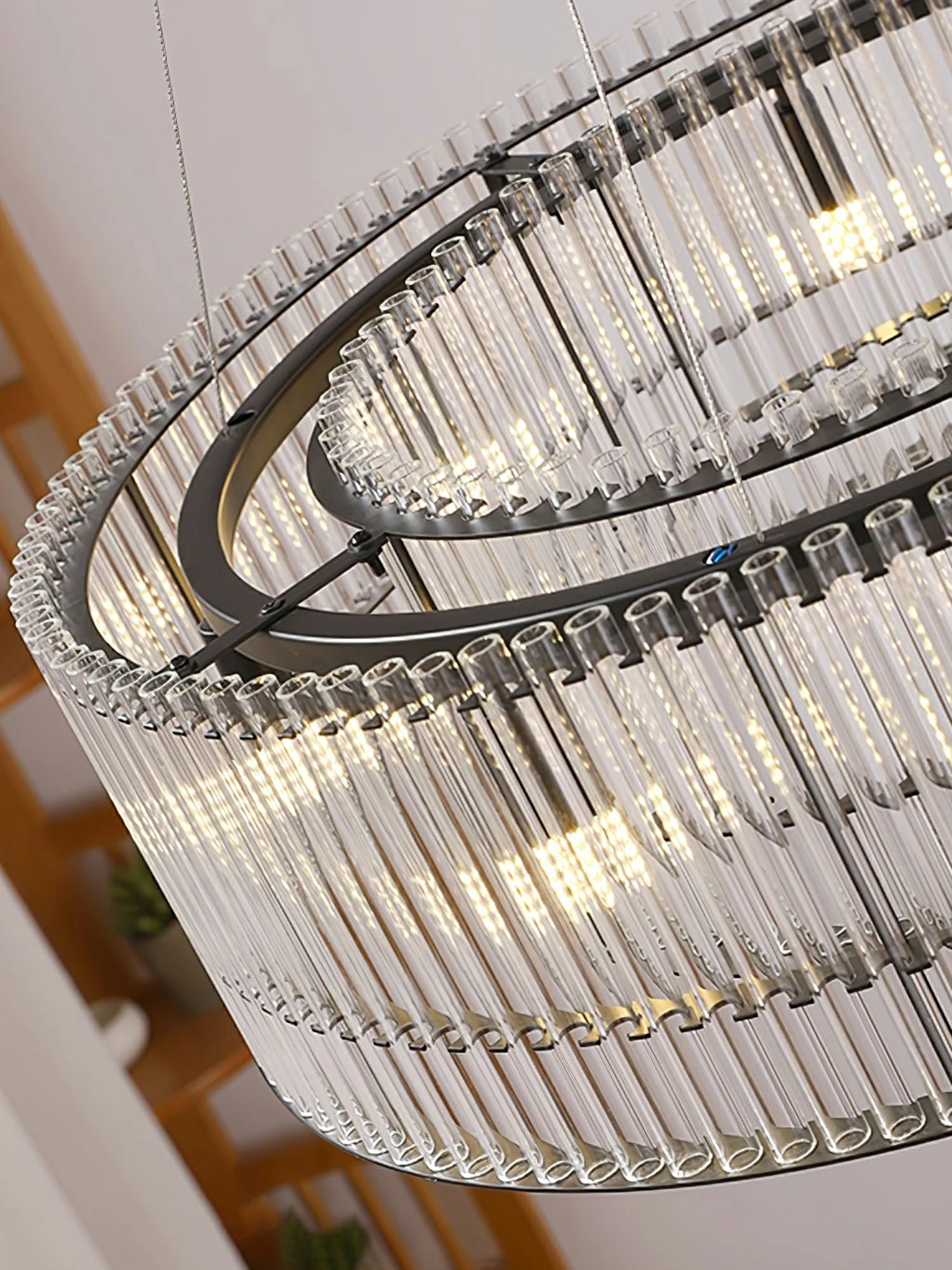 Glass Tube Ring Chandelier - Image 11