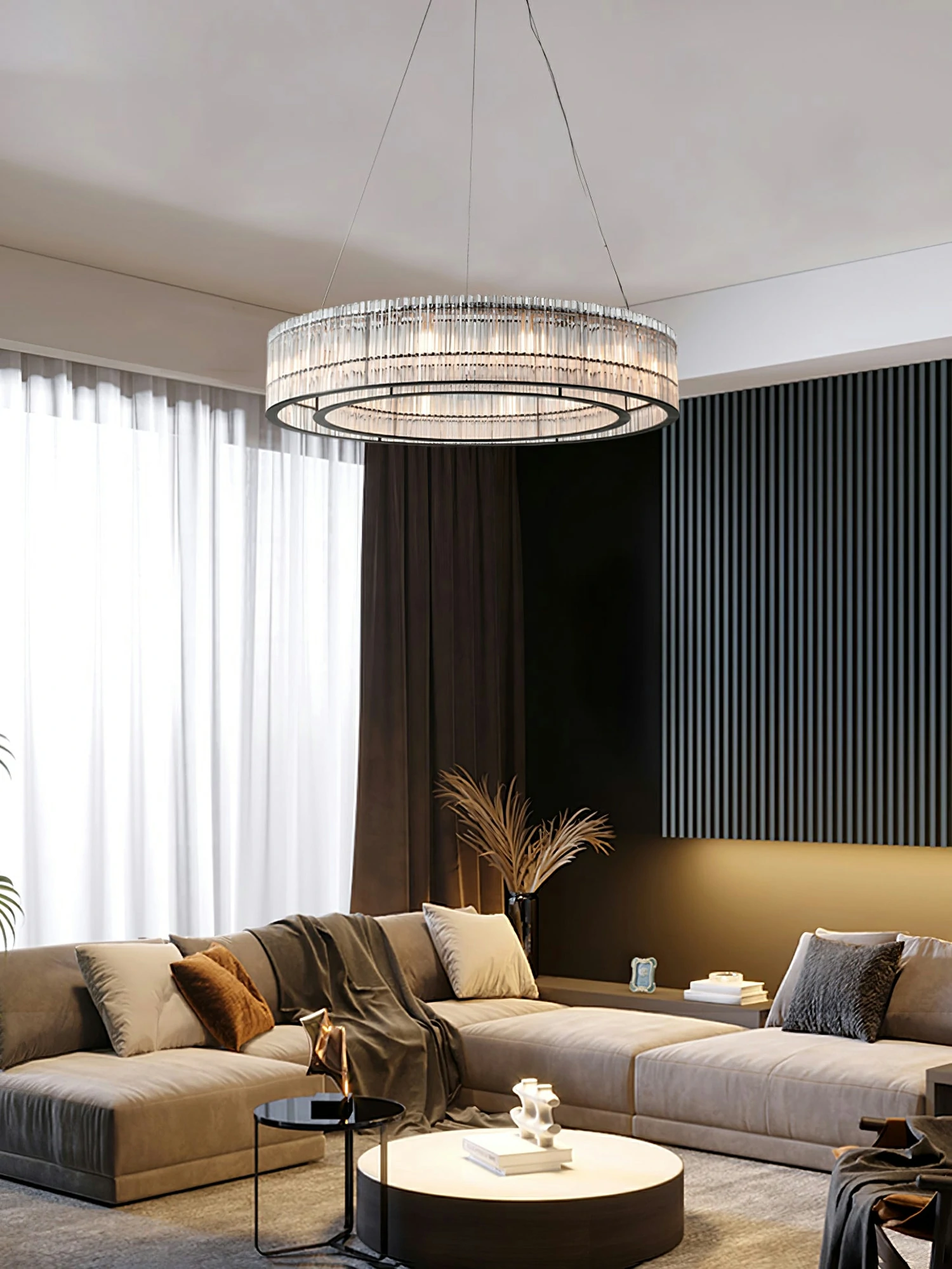 Glass Tube Ring Chandelier - Image 3