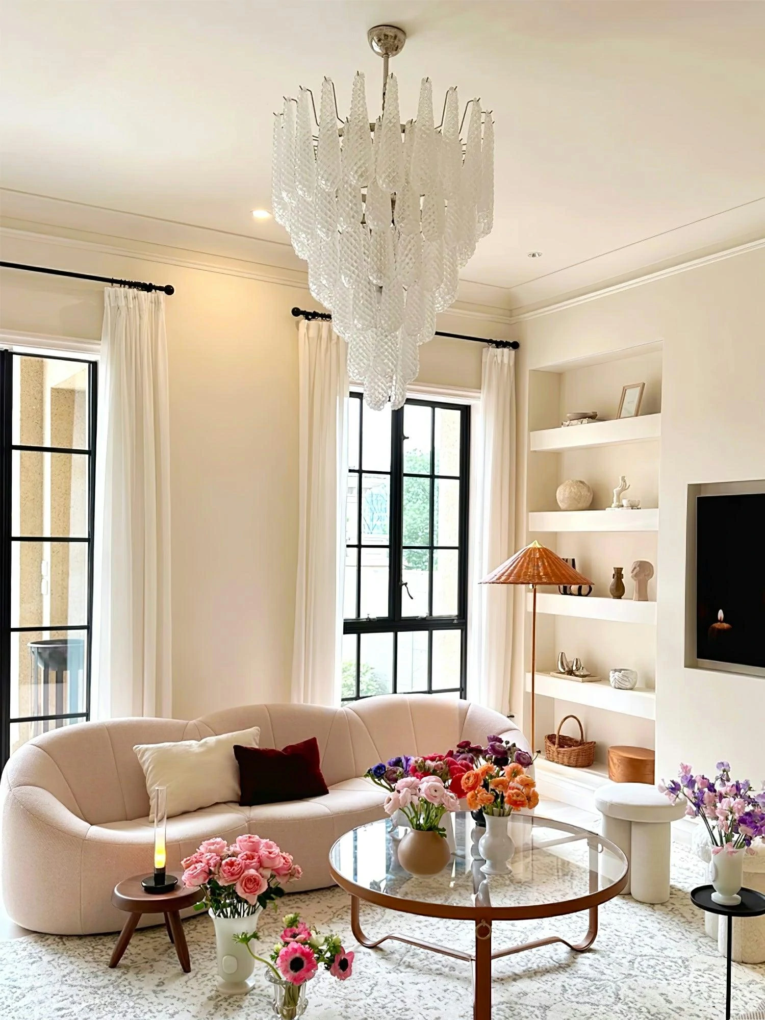 Grid Glass Waterfall Chandelier - Image 4