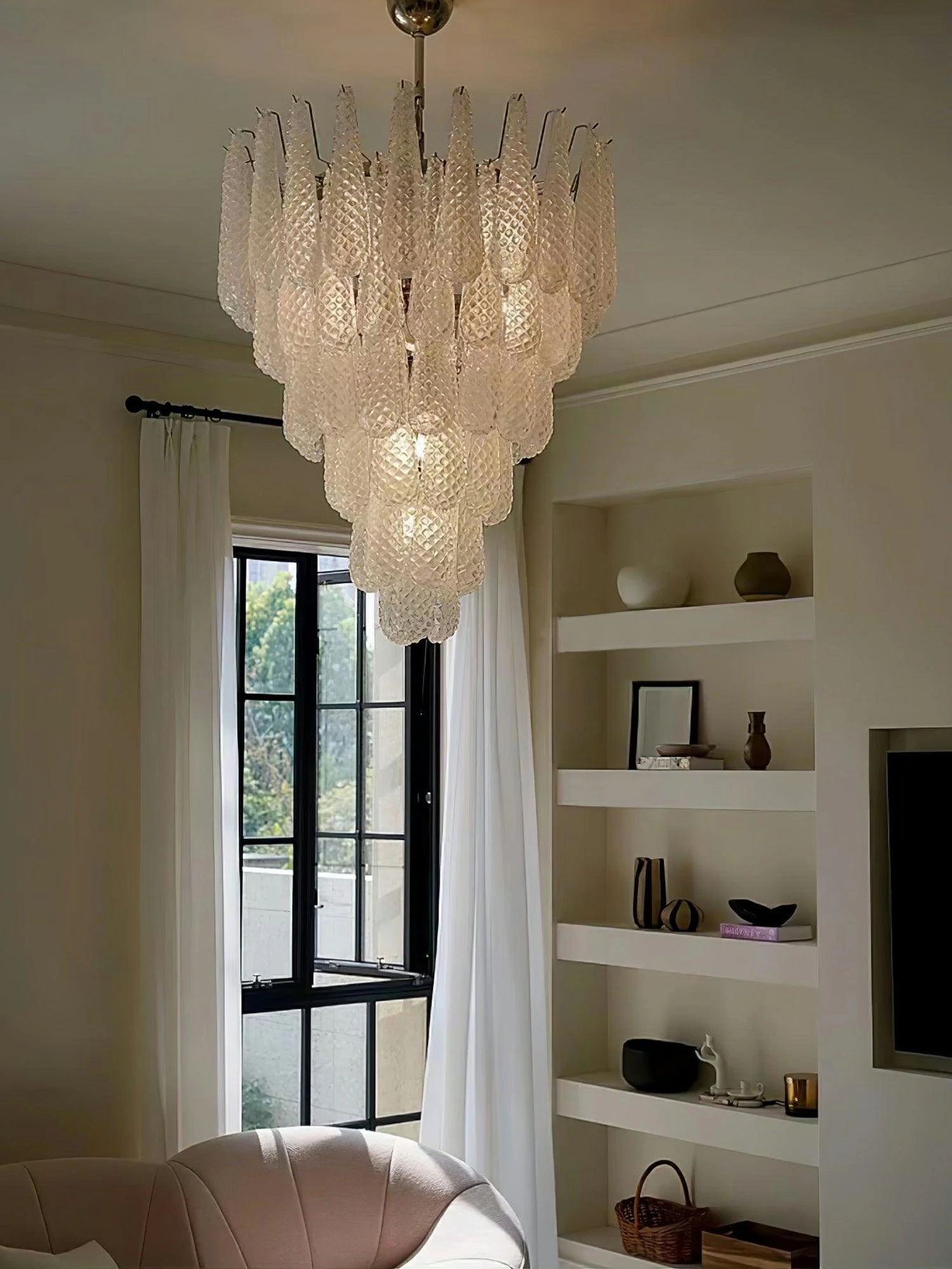 Grid Glass Waterfall Chandelier - Image 8