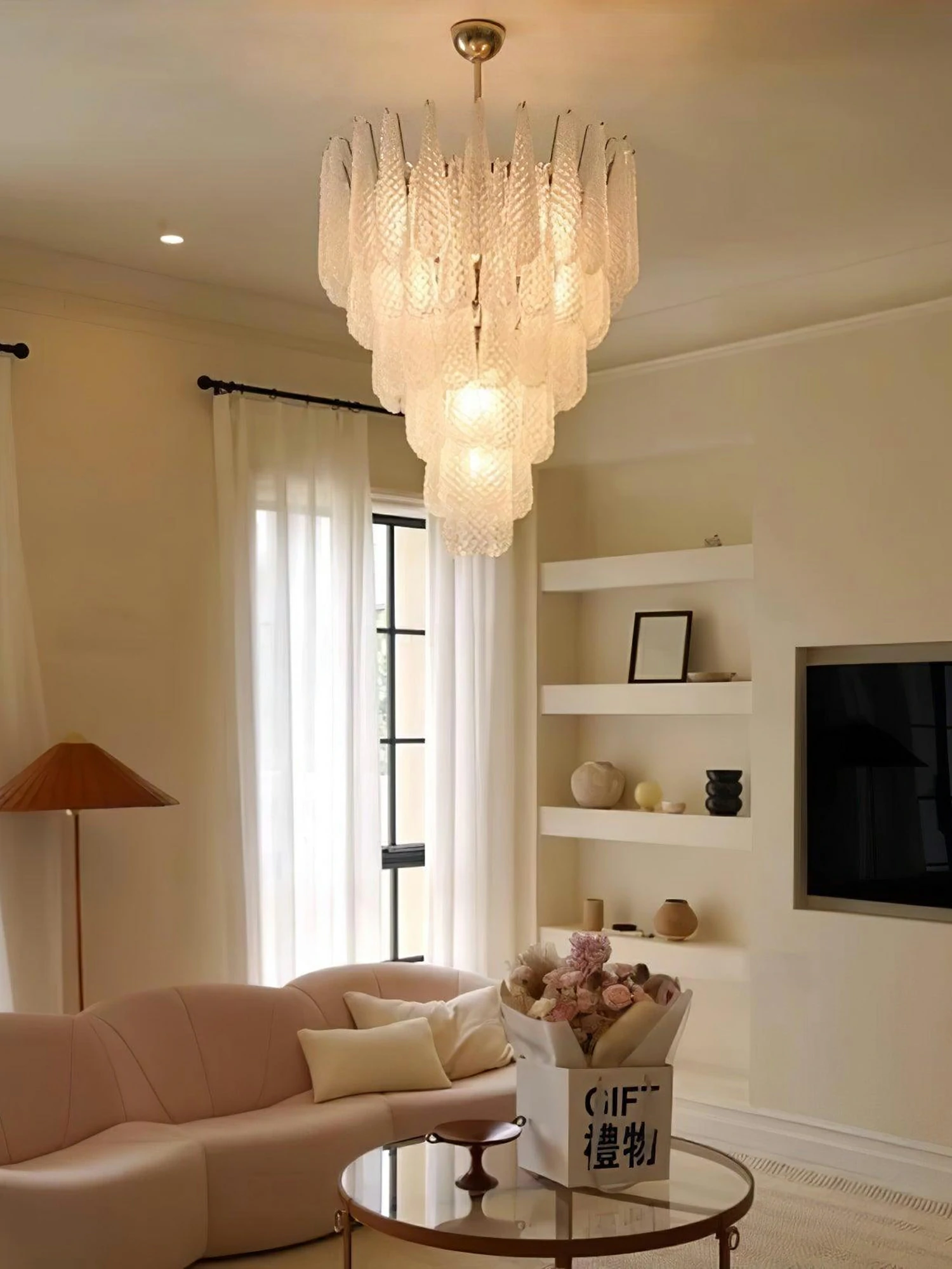 Grid Glass Waterfall Chandelier - Image 3