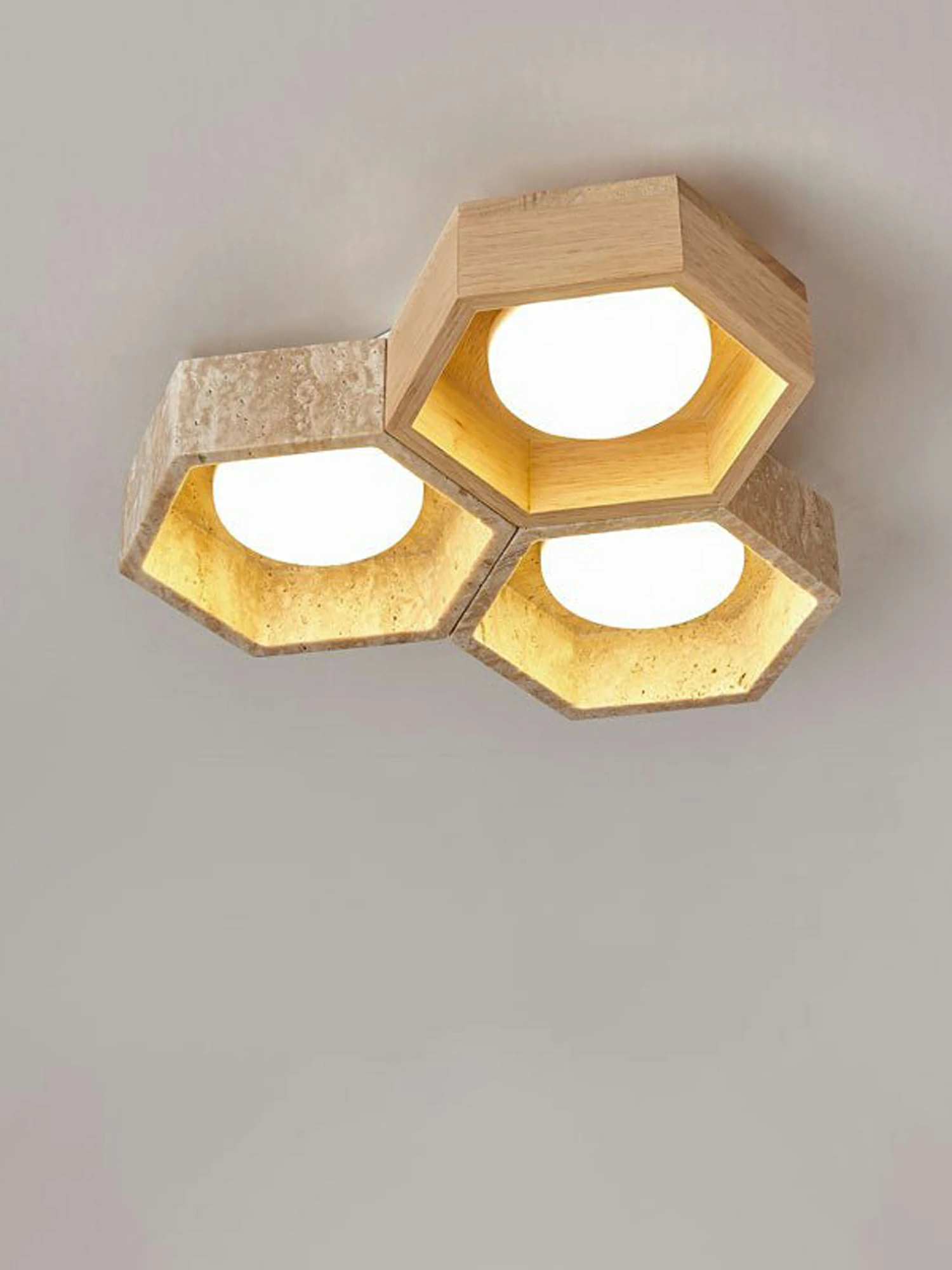 Honeycomb Travertine Ceiling Lamp - Image 8