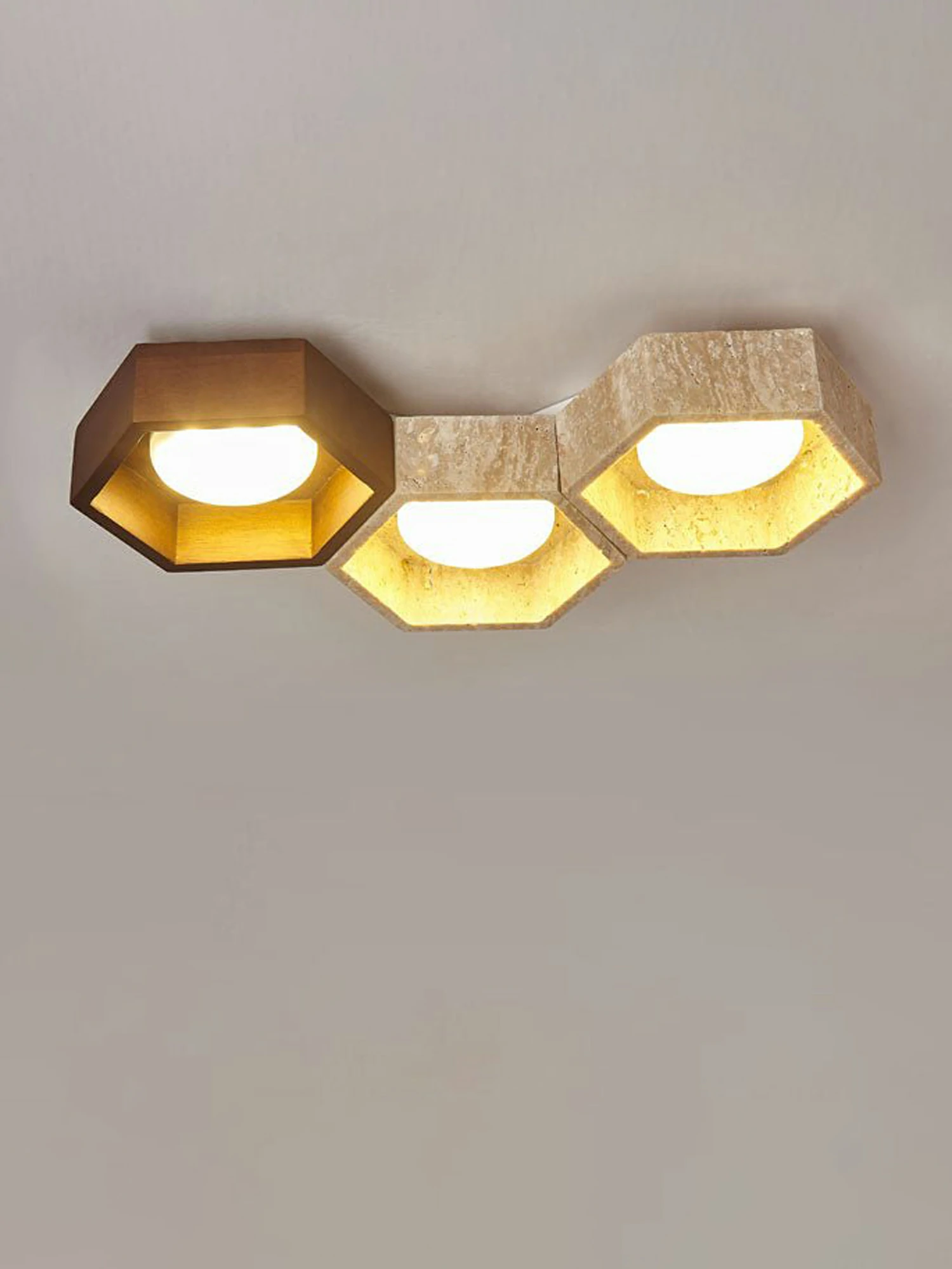 Honeycomb Travertine Ceiling Lamp - Image 7