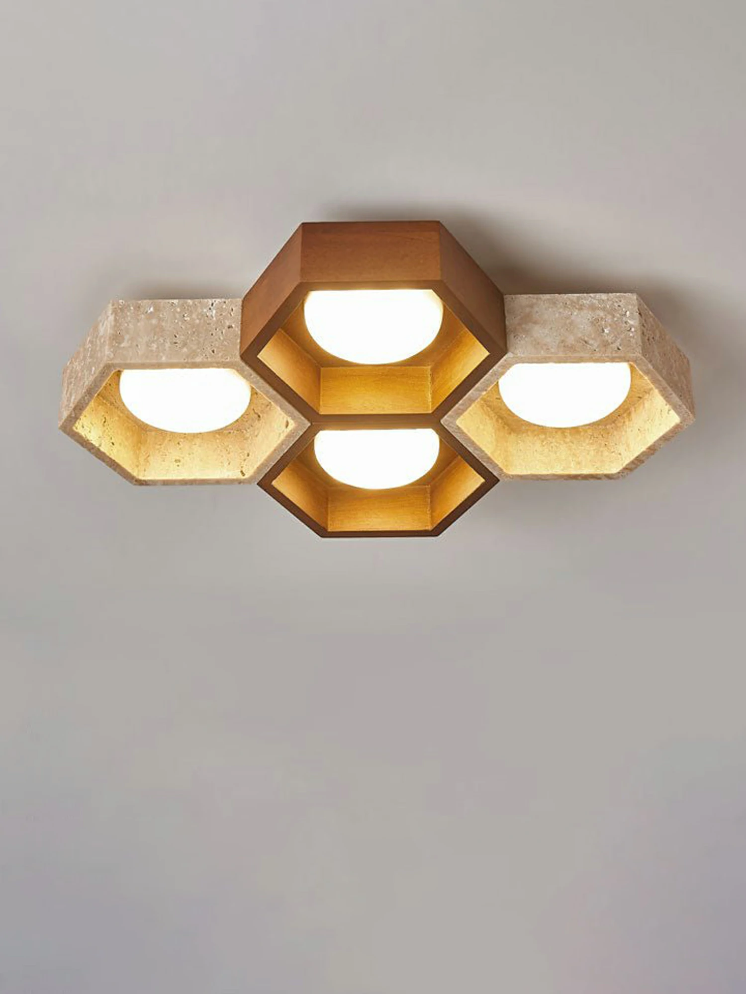 Honeycomb Travertine Ceiling Lamp - Image 9