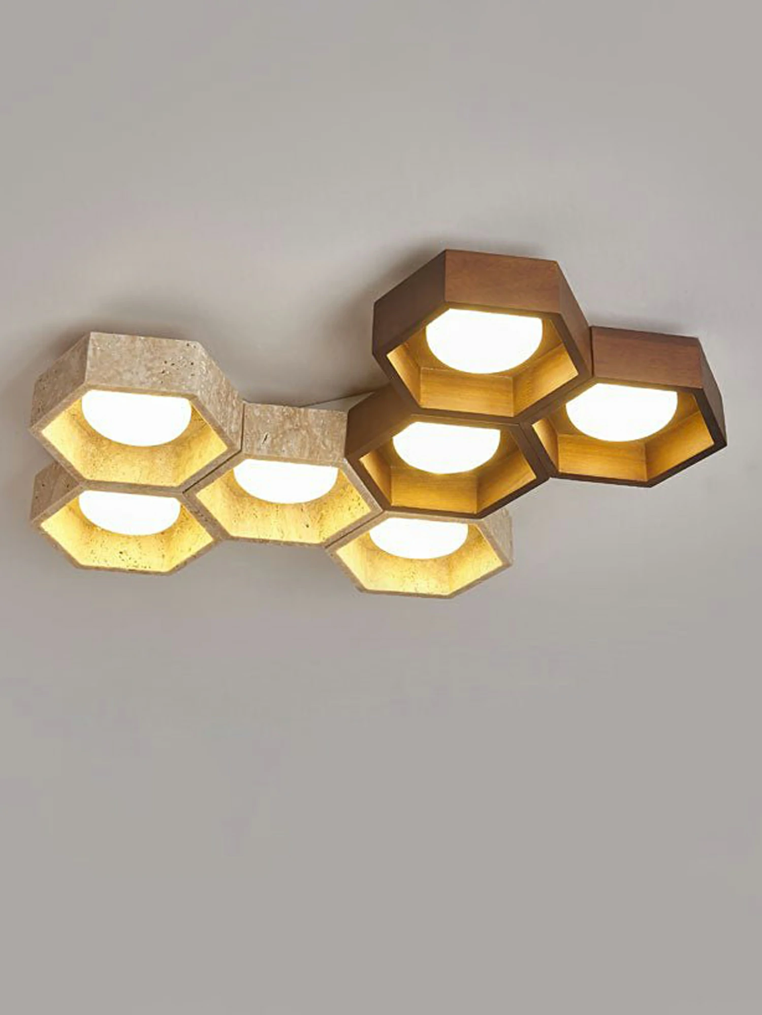 Honeycomb Travertine Ceiling Lamp - Image 12