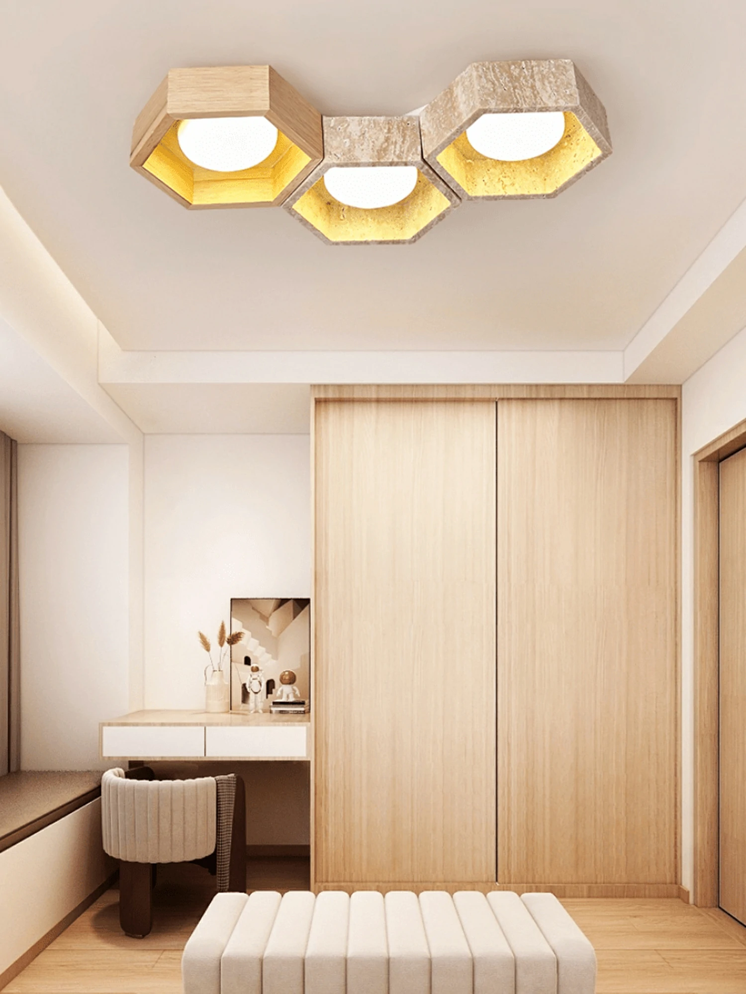 Honeycomb Travertine Ceiling Lamp - Image 5
