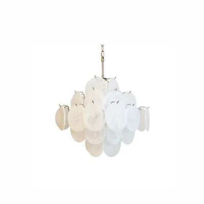 Isadora Glass White Disc Chandelier