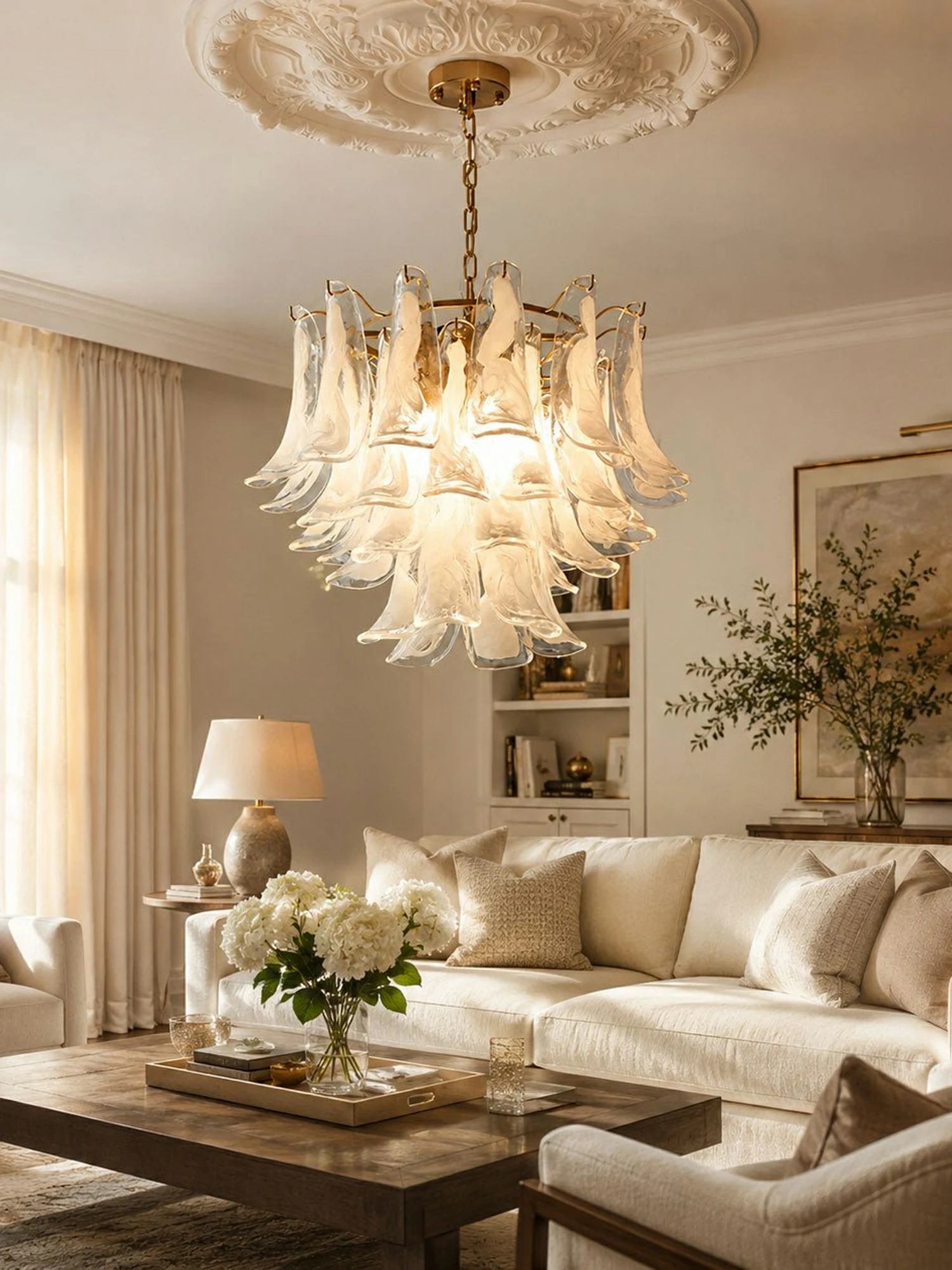 Murano Glass Leaf Chandelier - Image 2