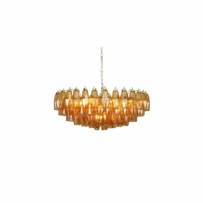 Murano Rhombus Amber Glass Chandelier