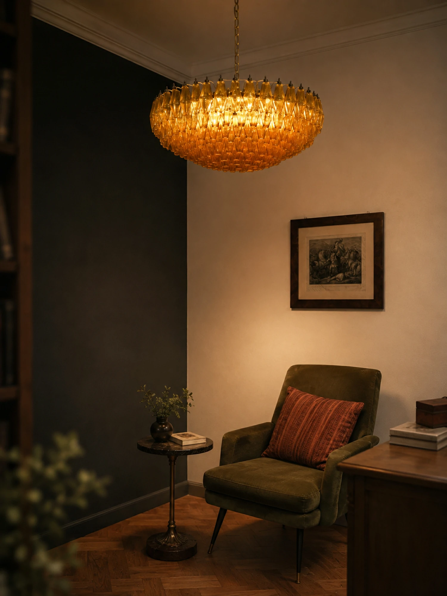 Murano Rhombus Amber Glass Chandelier - Image 4