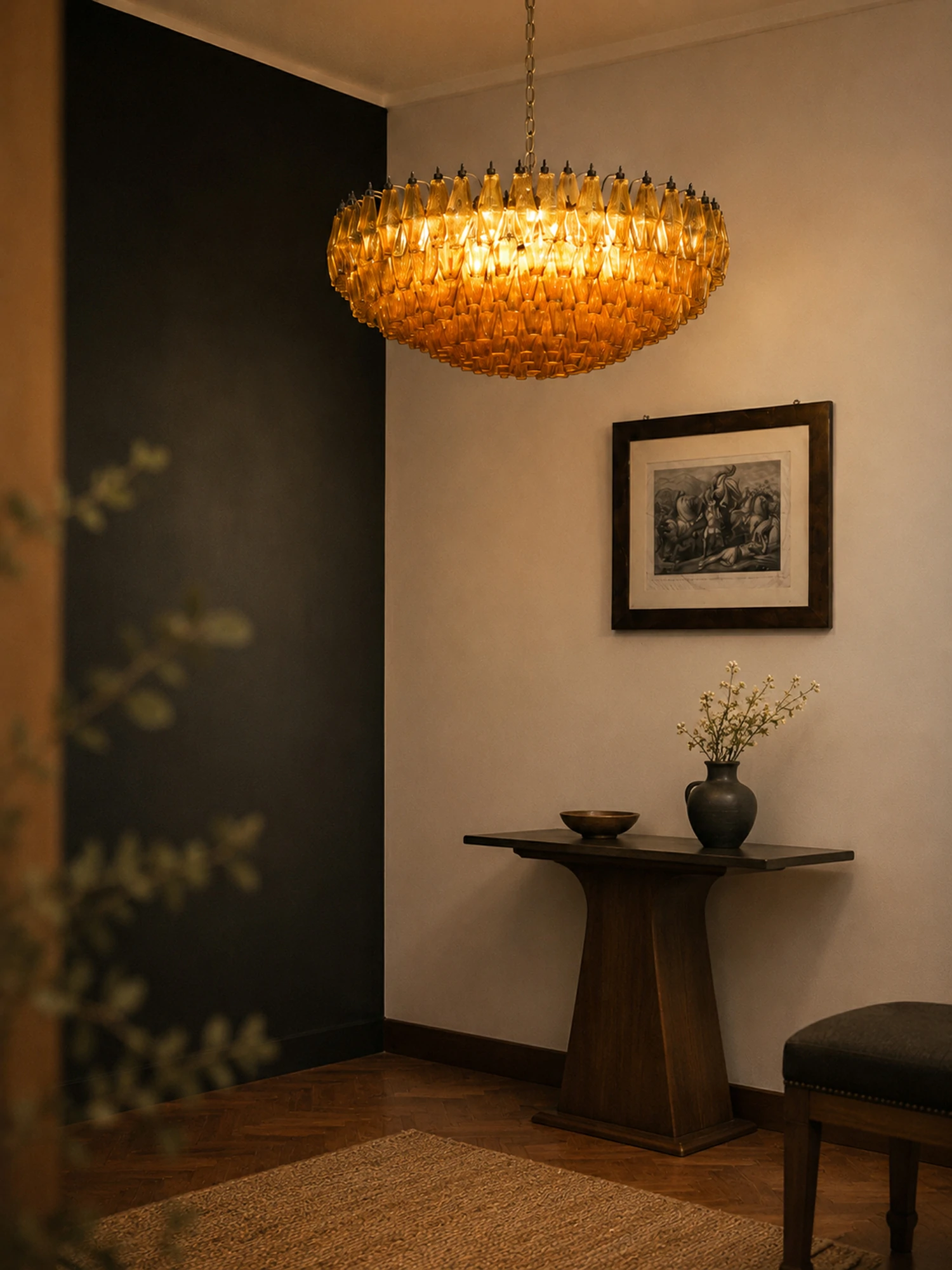 Murano Rhombus Amber Glass Chandelier - Image 6