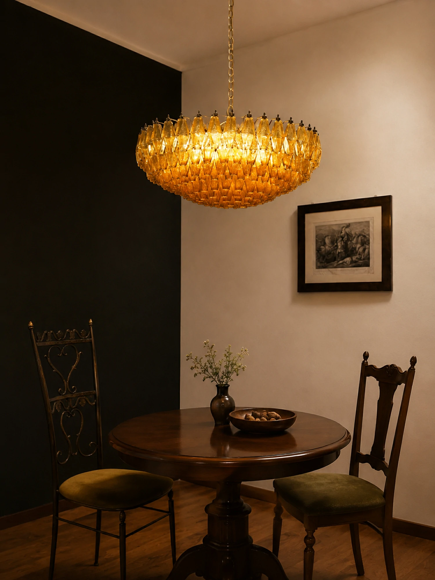 Murano Rhombus Amber Glass Chandelier - Image 5