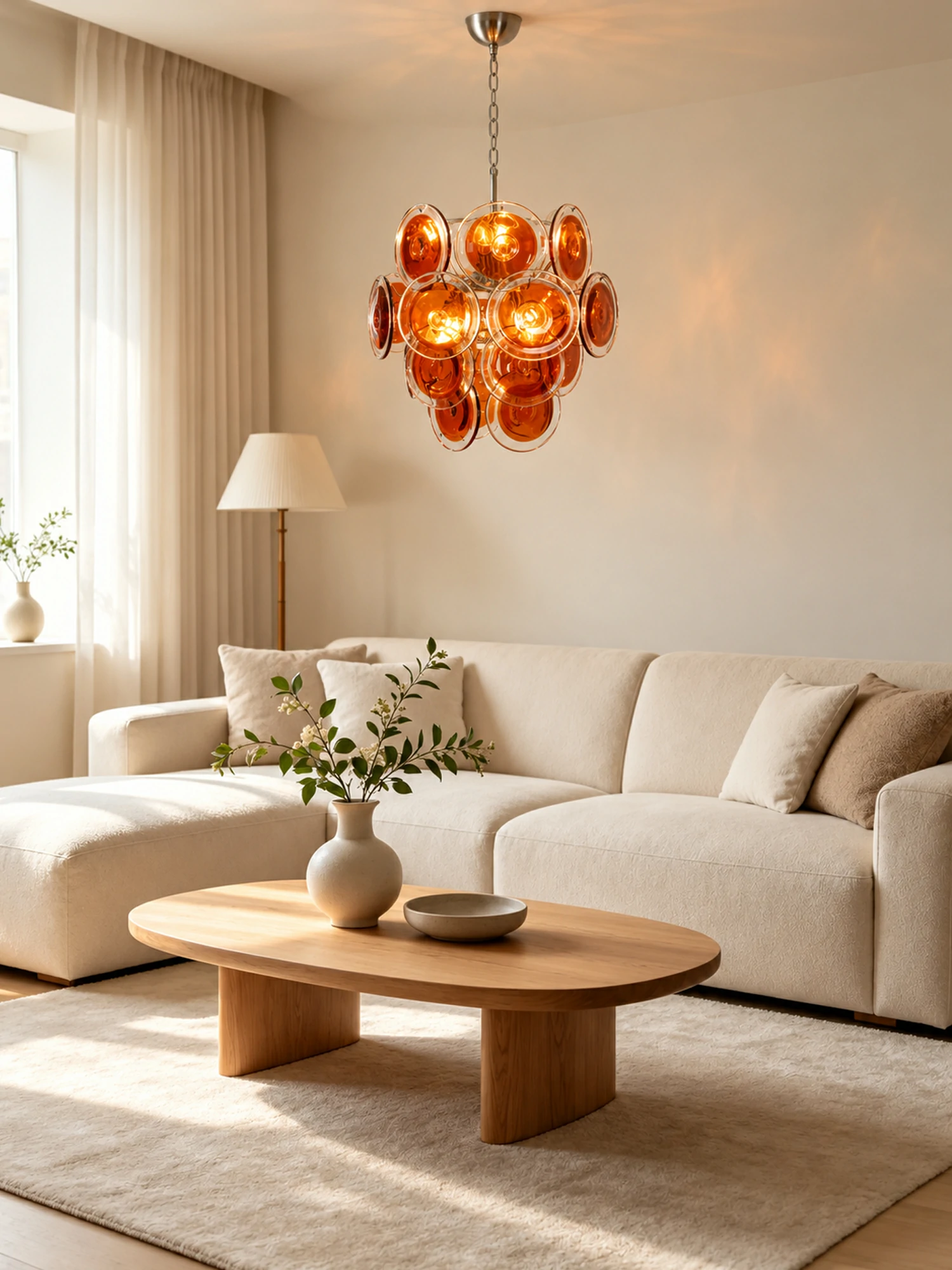 Orange Disk Glass Chandelier - Image 3