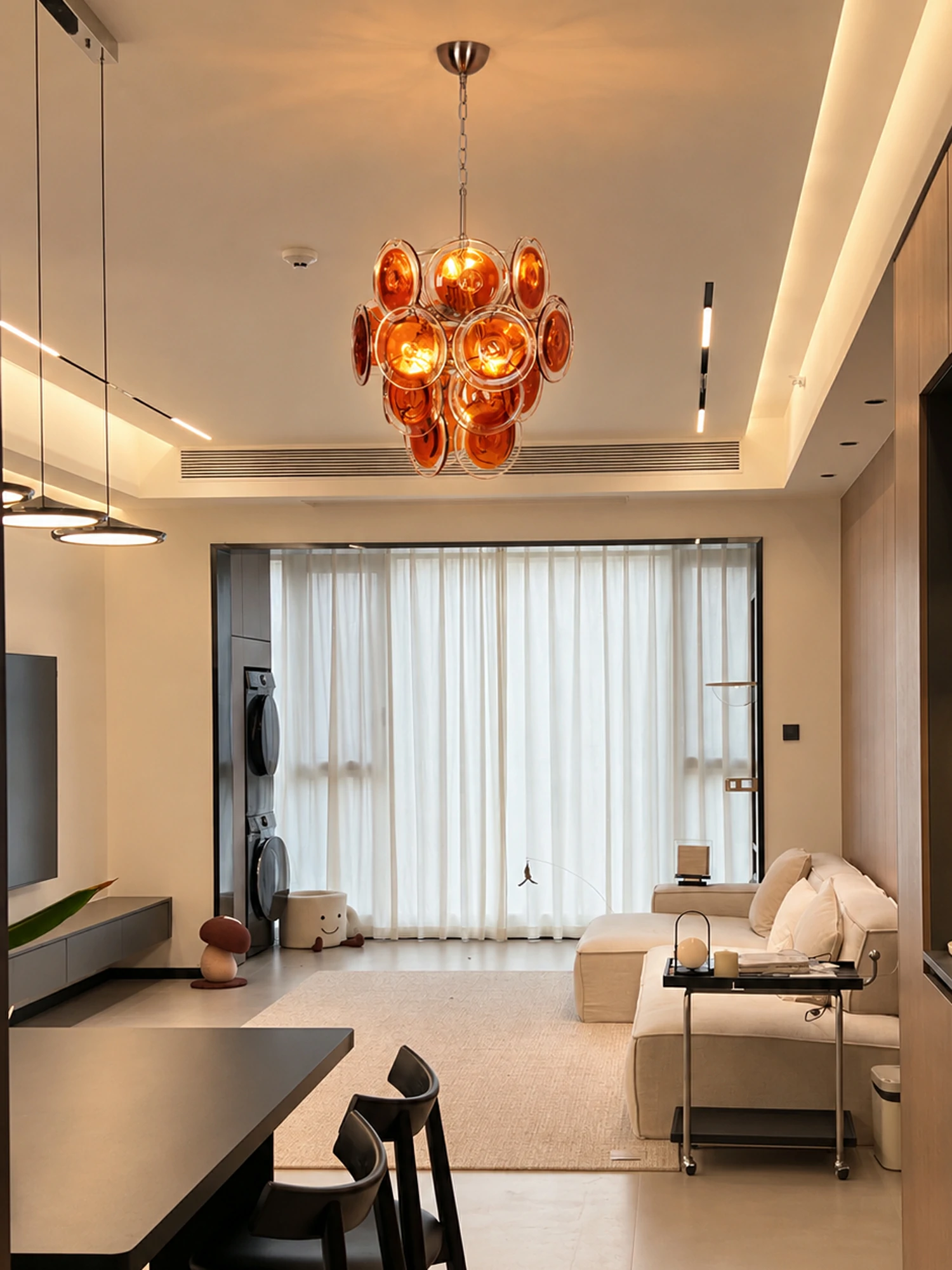 Orange Disk Glass Chandelier - Image 4