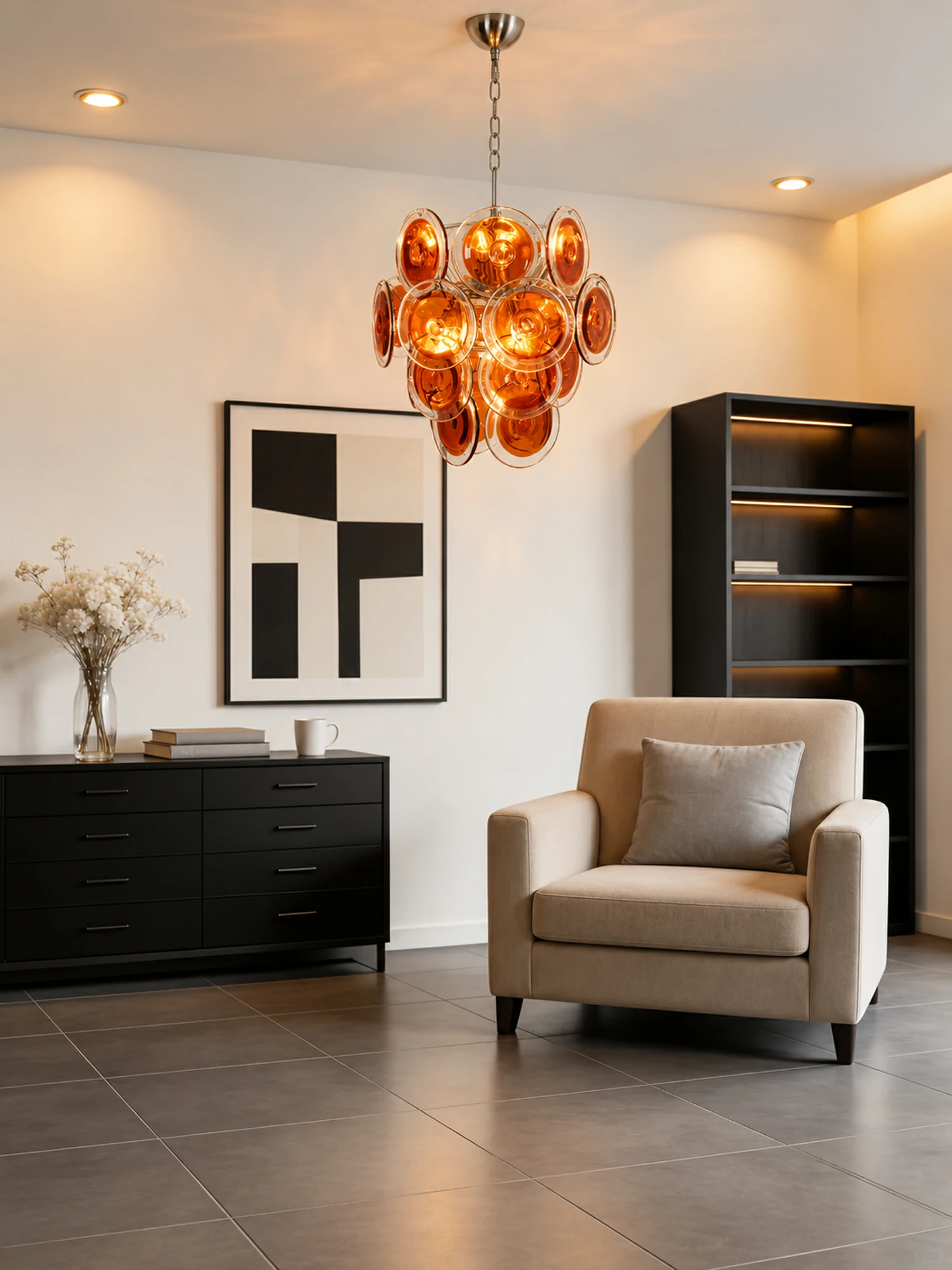 Orange Disk Glass Chandelier - Image 2
