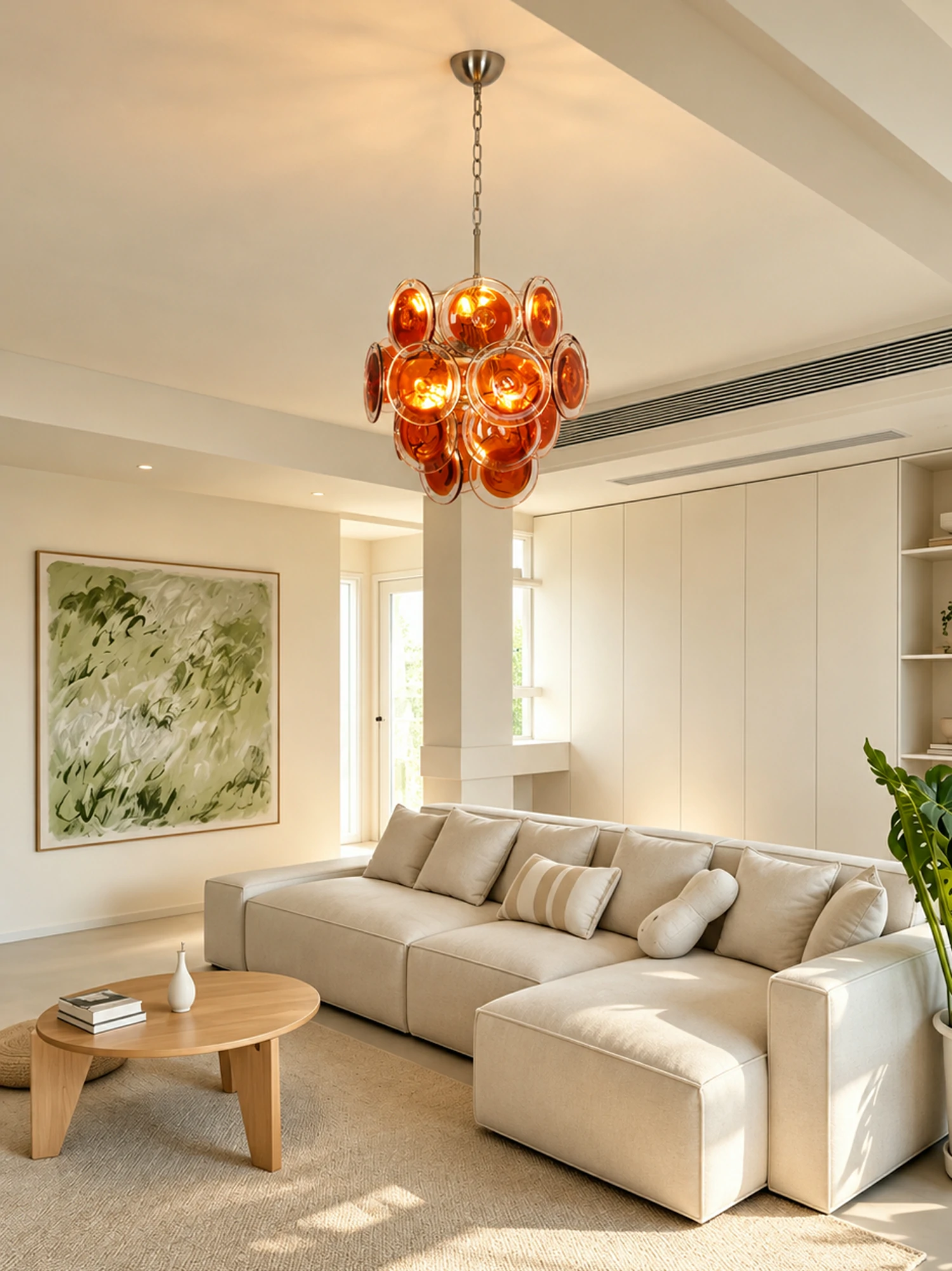 Orange Disk Glass Chandelier - Image 7
