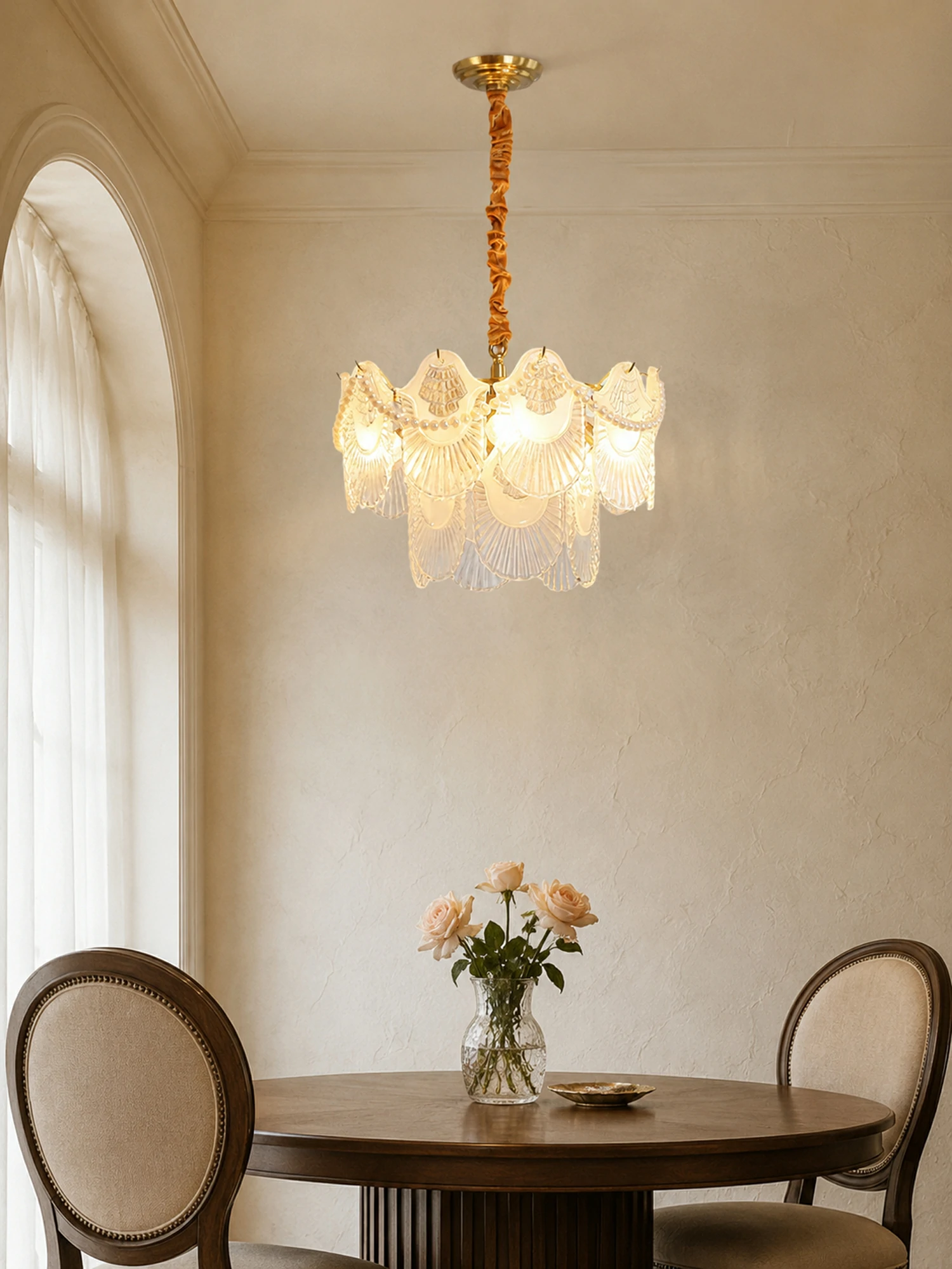 Pearl Glass Shell Chandelier - Image 5