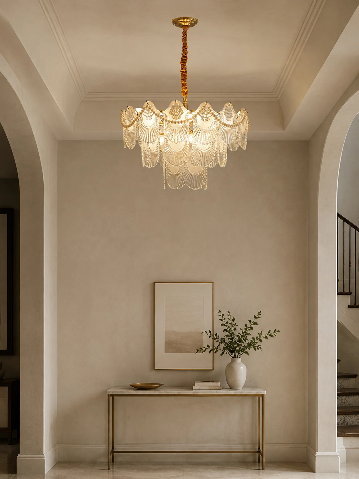 Pearl Glass Shell Chandelier - Image 13