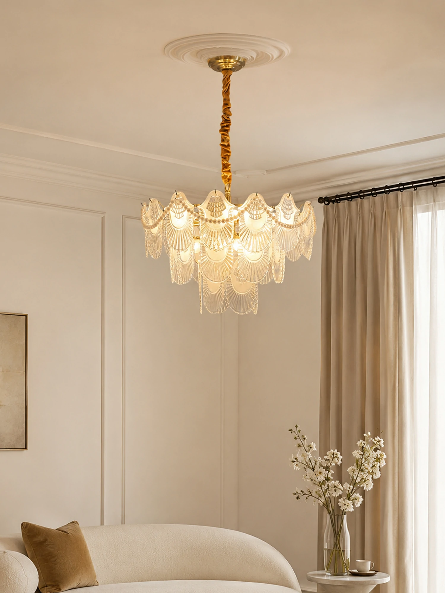 Pearl Glass Shell Chandelier - Image 14