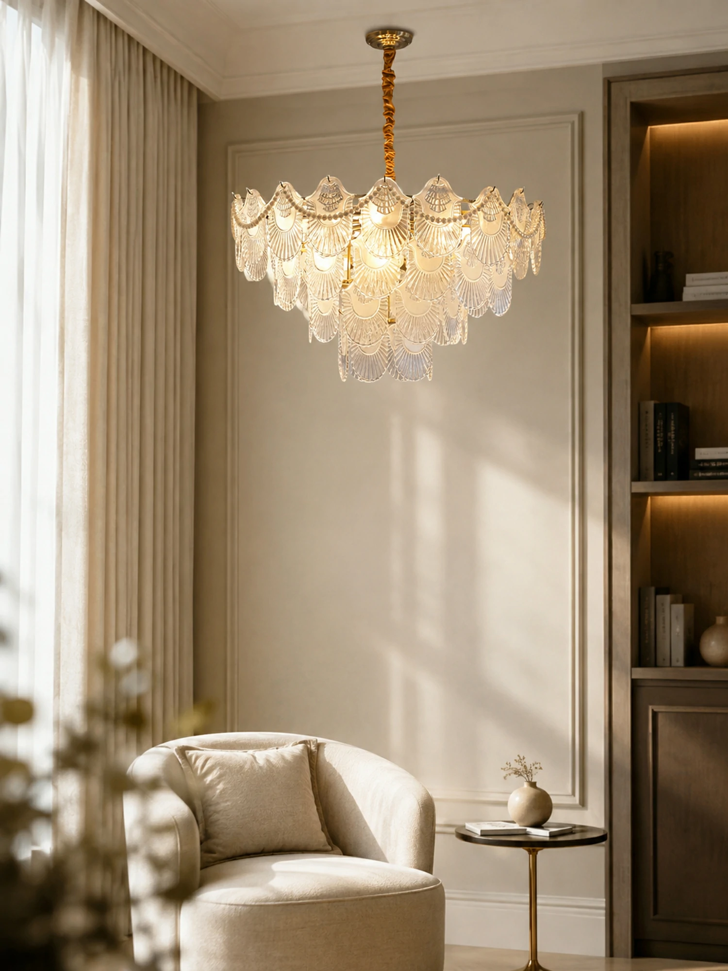 Pearl Glass Shell Chandelier - Image 4
