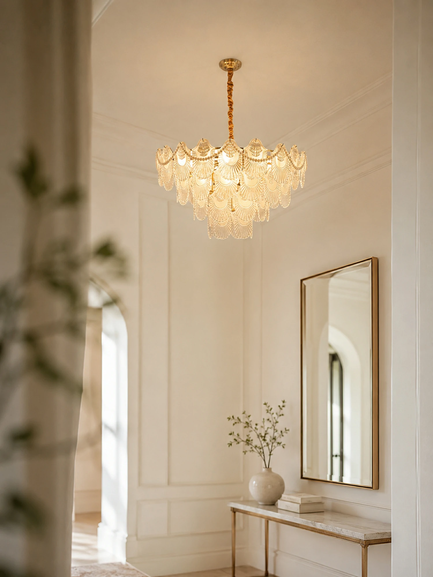 Pearl Glass Shell Chandelier - Image 16