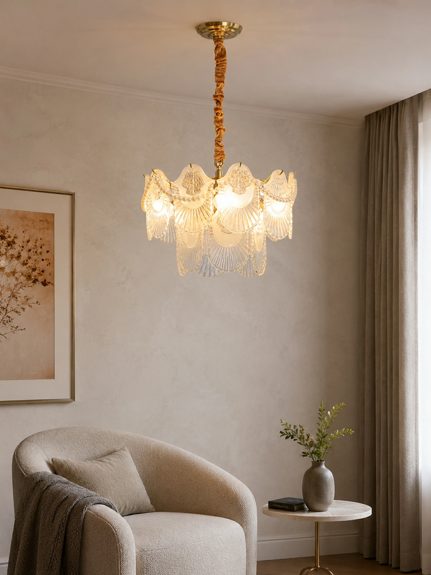 Pearl Glass Shell Chandelier - Image 10