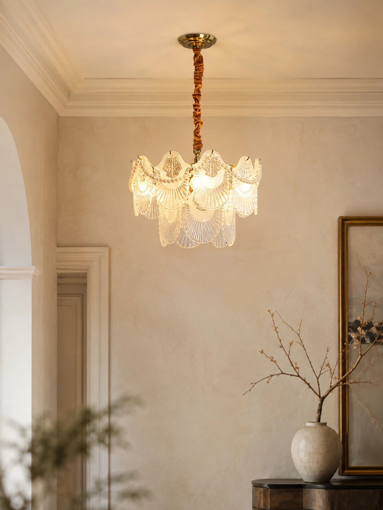 Pearl Glass Shell Chandelier - Image 17