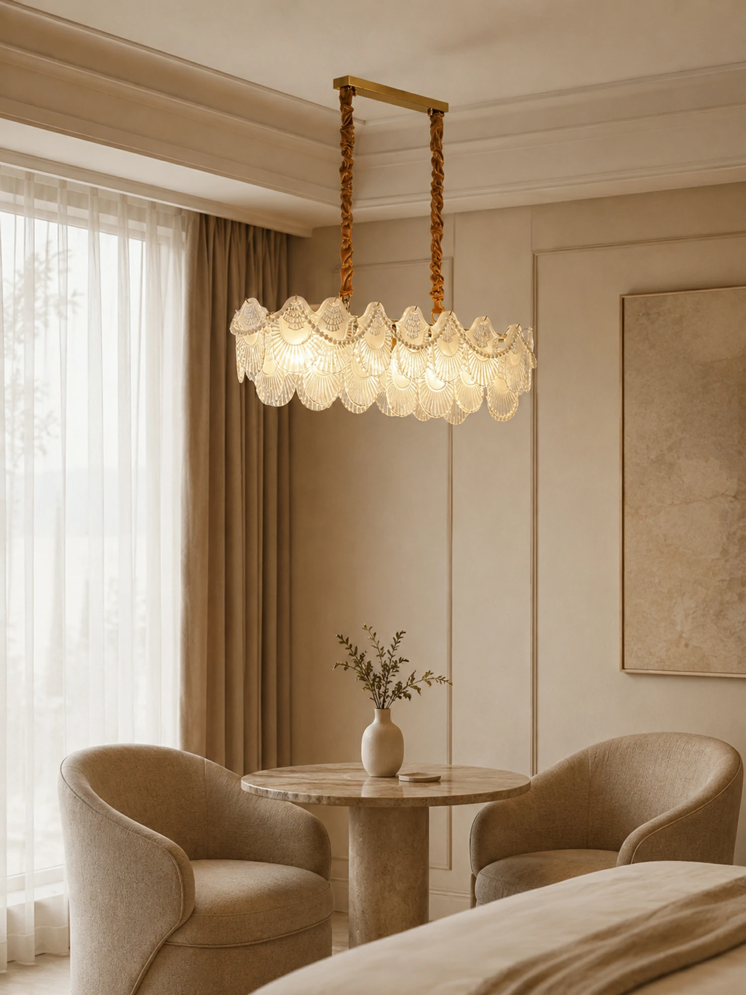 Pearl Glass Shell Chandelier - Image 11